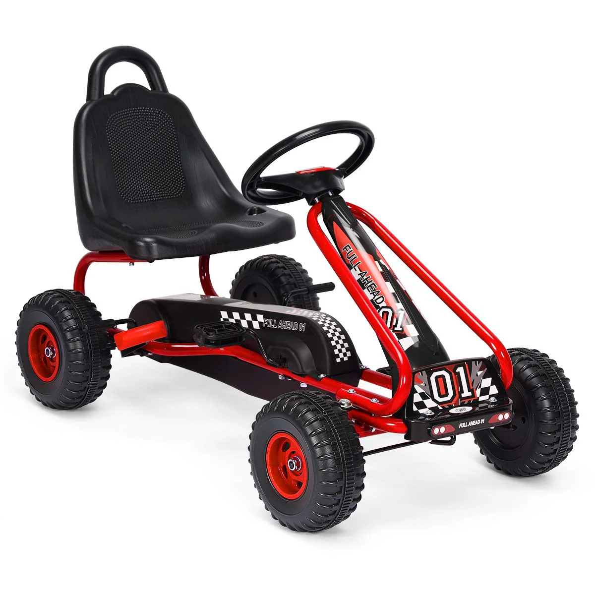 HONEY JOY Pedal Go Kart for Kids, 4 Wheel Pedal Powered Ride On - Image 10