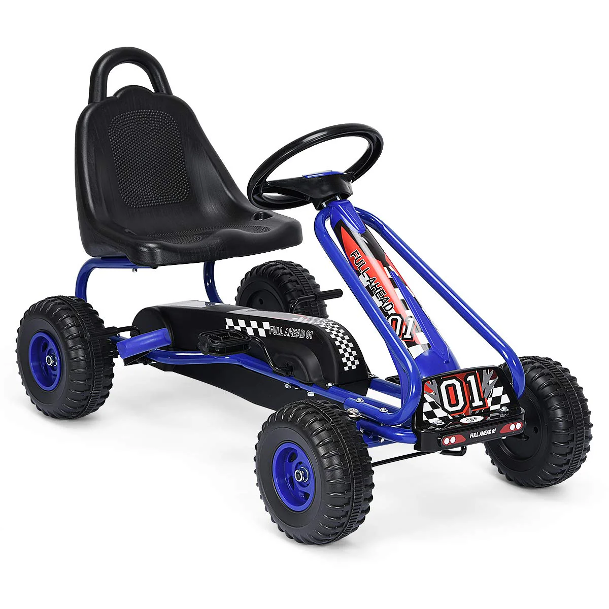 HONEY JOY Pedal Go Kart for Kids, 4 Wheel Pedal Powered Ride On - Image 11