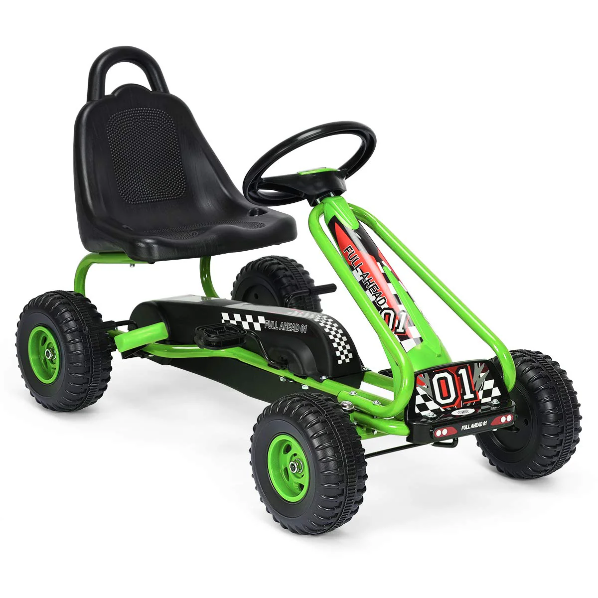 HONEY JOY Pedal Go Kart for Kids, 4 Wheel Pedal Powered Ride On - Image 12