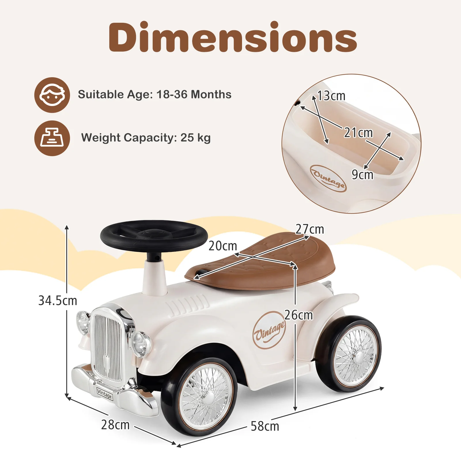 HONEY JOY Retro Kids Ride-on Toy - Image 3