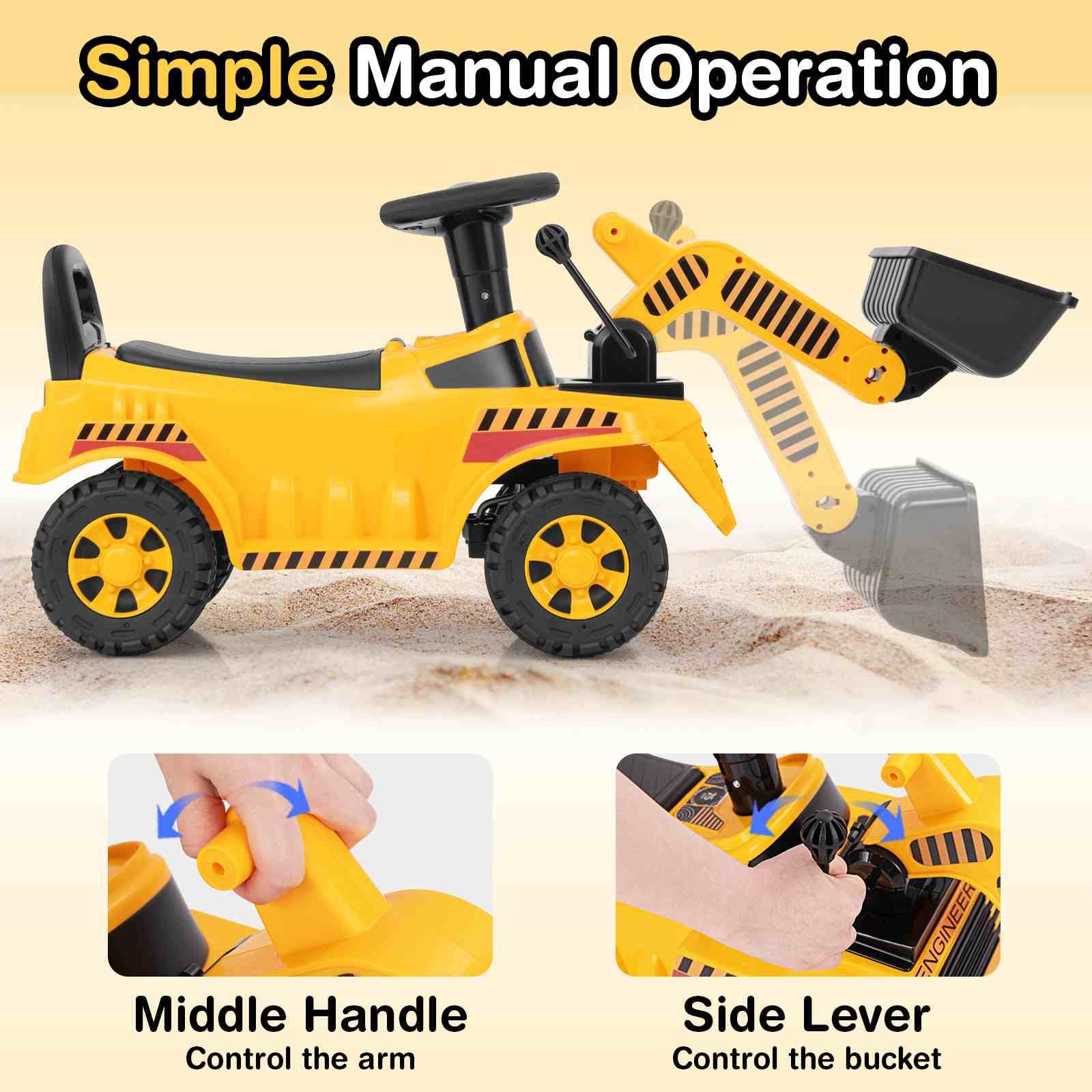 HONEY JOY Ride on Bulldozer, Foot to Floor Construction Vehicle for 19-36 Months Boys & Girls - Image 5