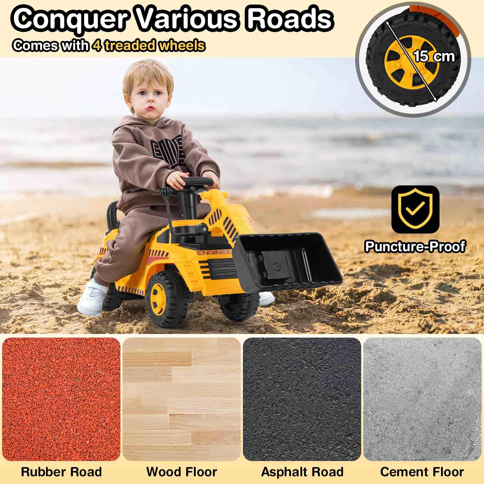 HONEY JOY Ride on Bulldozer, Foot to Floor Construction Vehicle for 19-36 Months Boys & Girls - Image 9