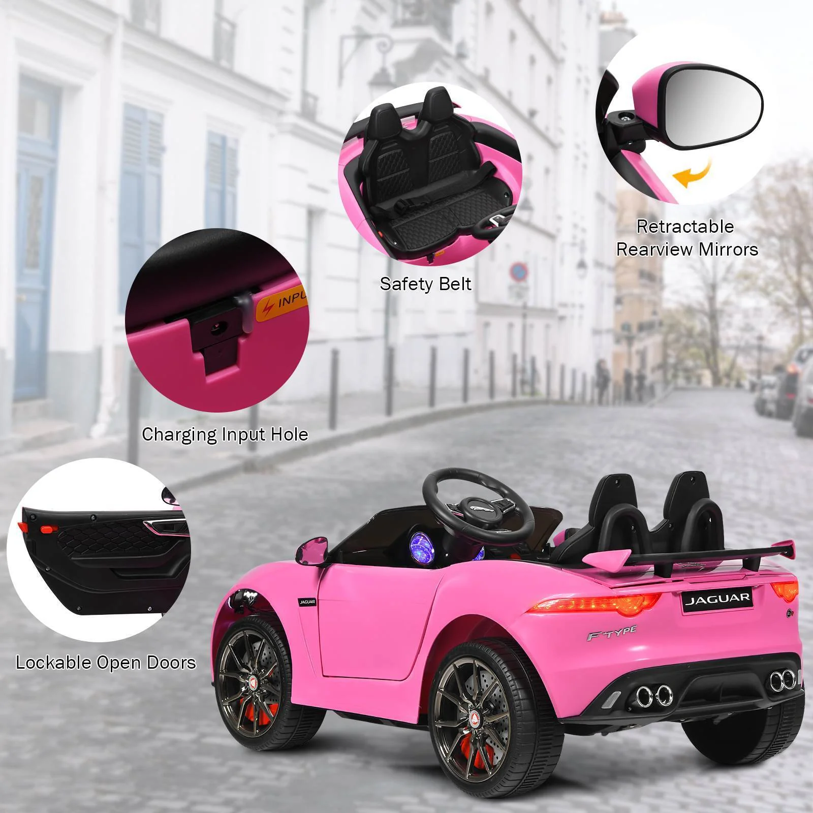 HONEY JOY Ride On Car 12V Licensed Jaguar F-Type SVRBattery Powered Ride on Toy - Image 3