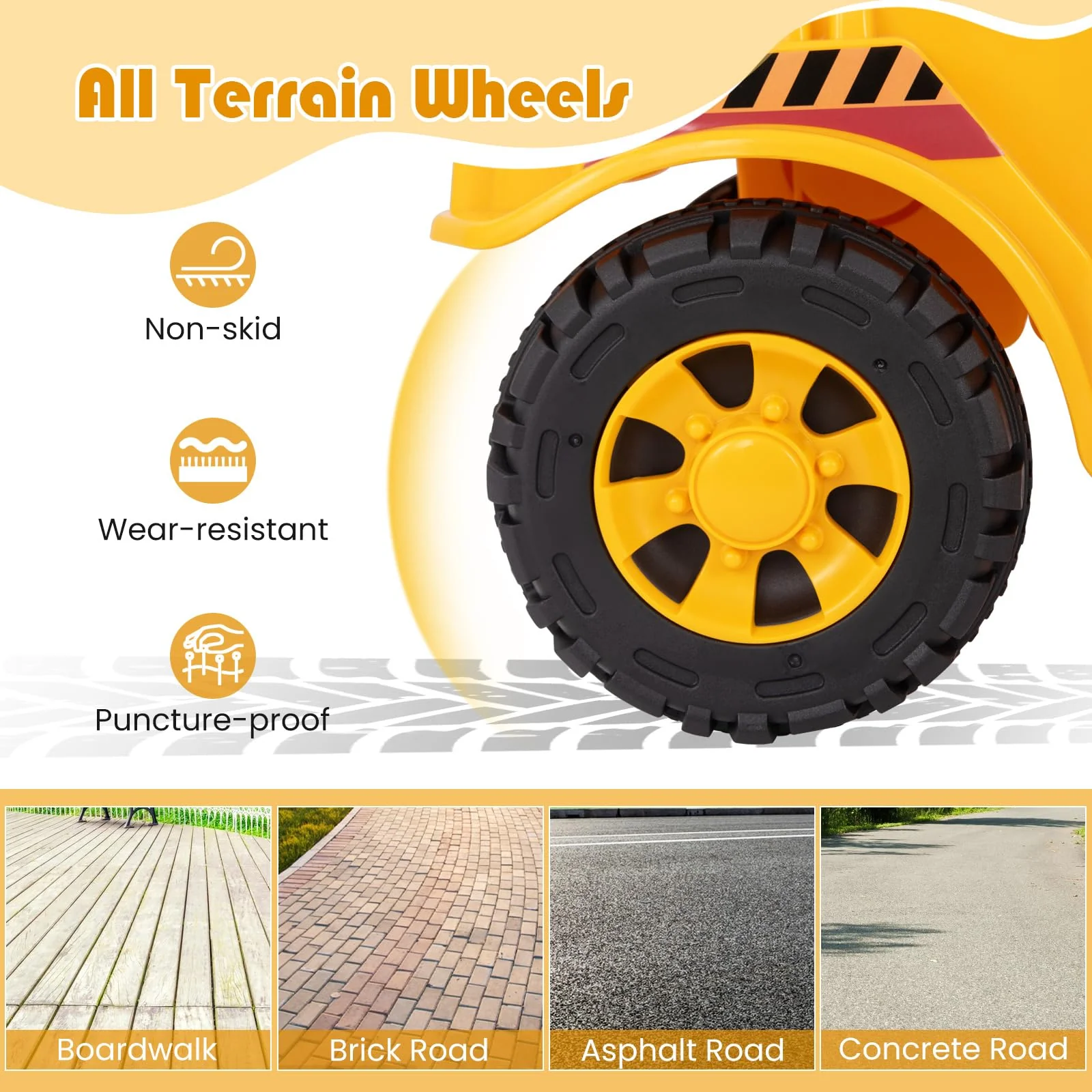Honey Joy Ride On Road Roller, Toddler Ride On Car with Adjustable Roller - Image 8