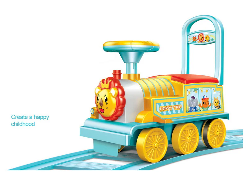 HONEY JOY Ride on Train Track, 6V Electric Ride on Train with Tracks, Storage Seat, Flashing Lights & Music - Image 12