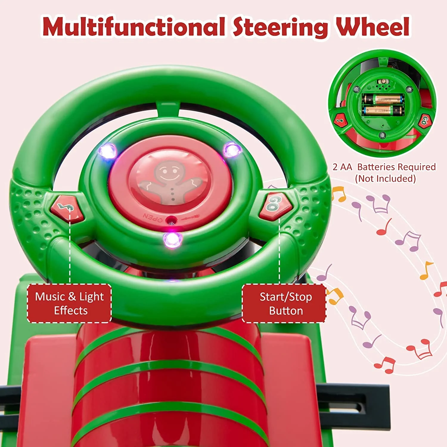 HONEY JOY Ride on Train Track, 6V Electric Ride on Train with Tracks, Storage Seat, Flashing Lights & Music - Image 5
