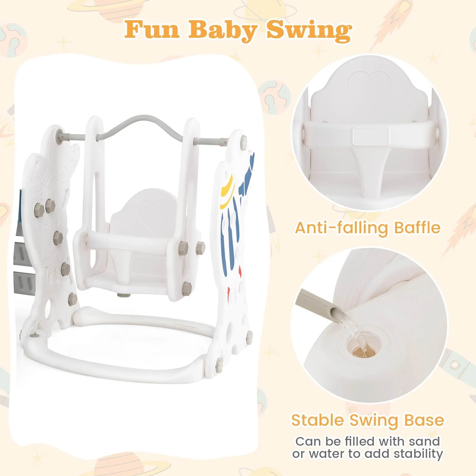 HONEY JOY Toddler Slide and Swing Set, 4-in-1 Indoor Playground - Image 5