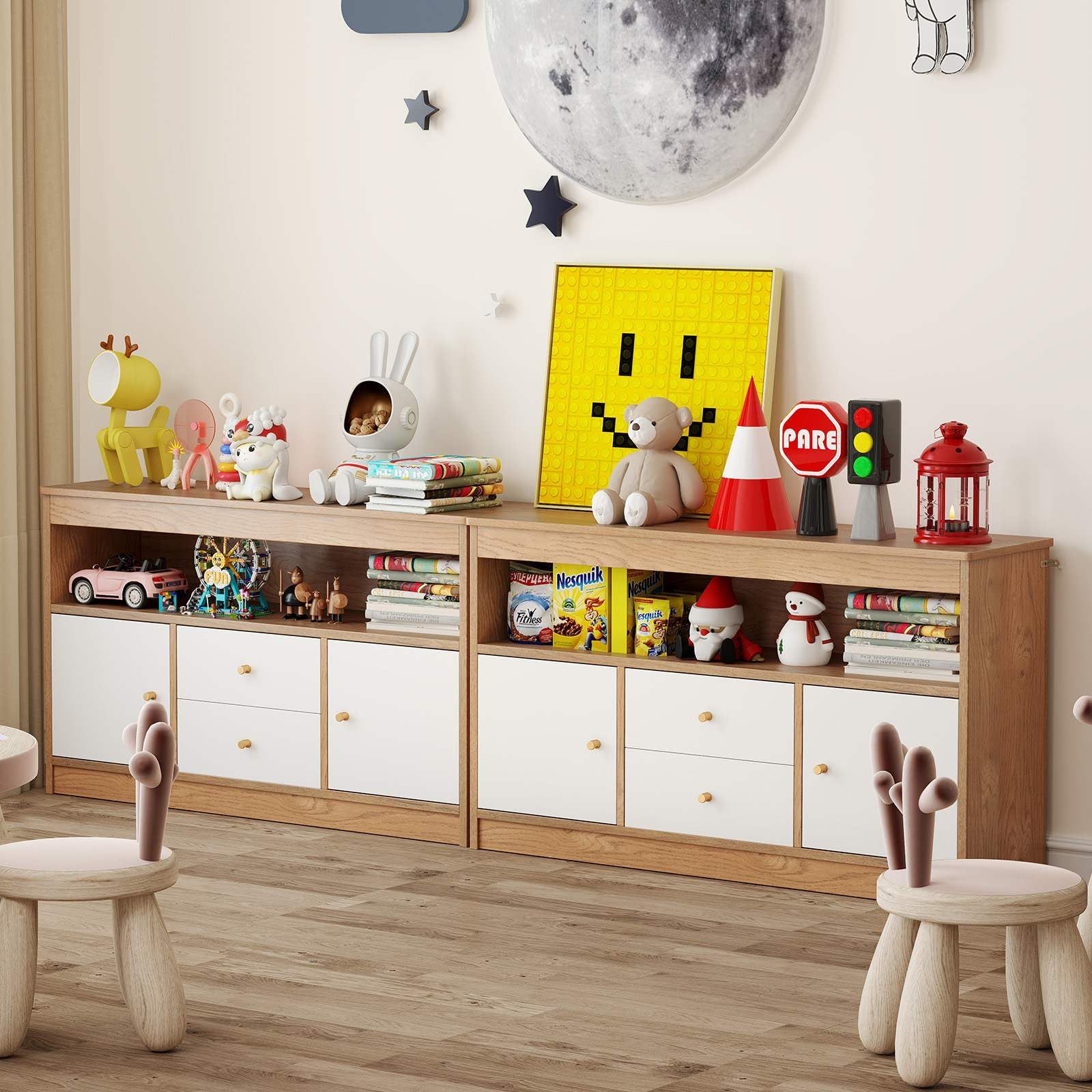 HONEY JOY Toy Storage Organiser for Kids, Storage Chest with 2 Drawers - Image 3