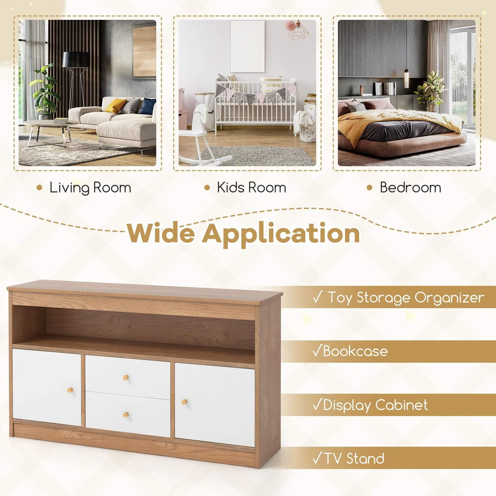 HONEY JOY Toy Storage Organiser for Kids, Storage Chest with 2 Drawers - Image 7