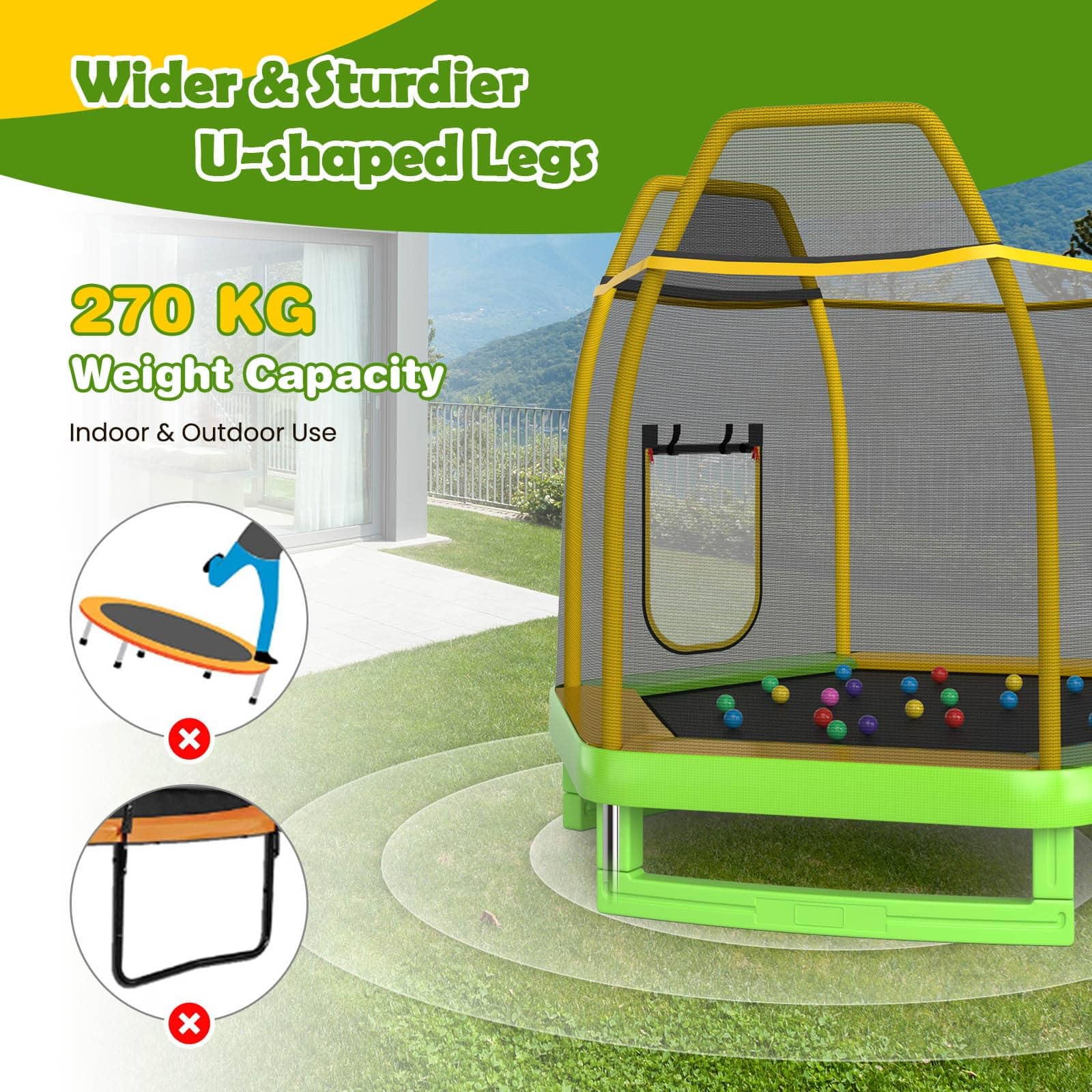 HONEY JOY Trampoline for Kids, 7FT Kids Trampoline w/Slide, Ladder & Ocean Balls, Indoor Outdoor Trampoline - Image 5