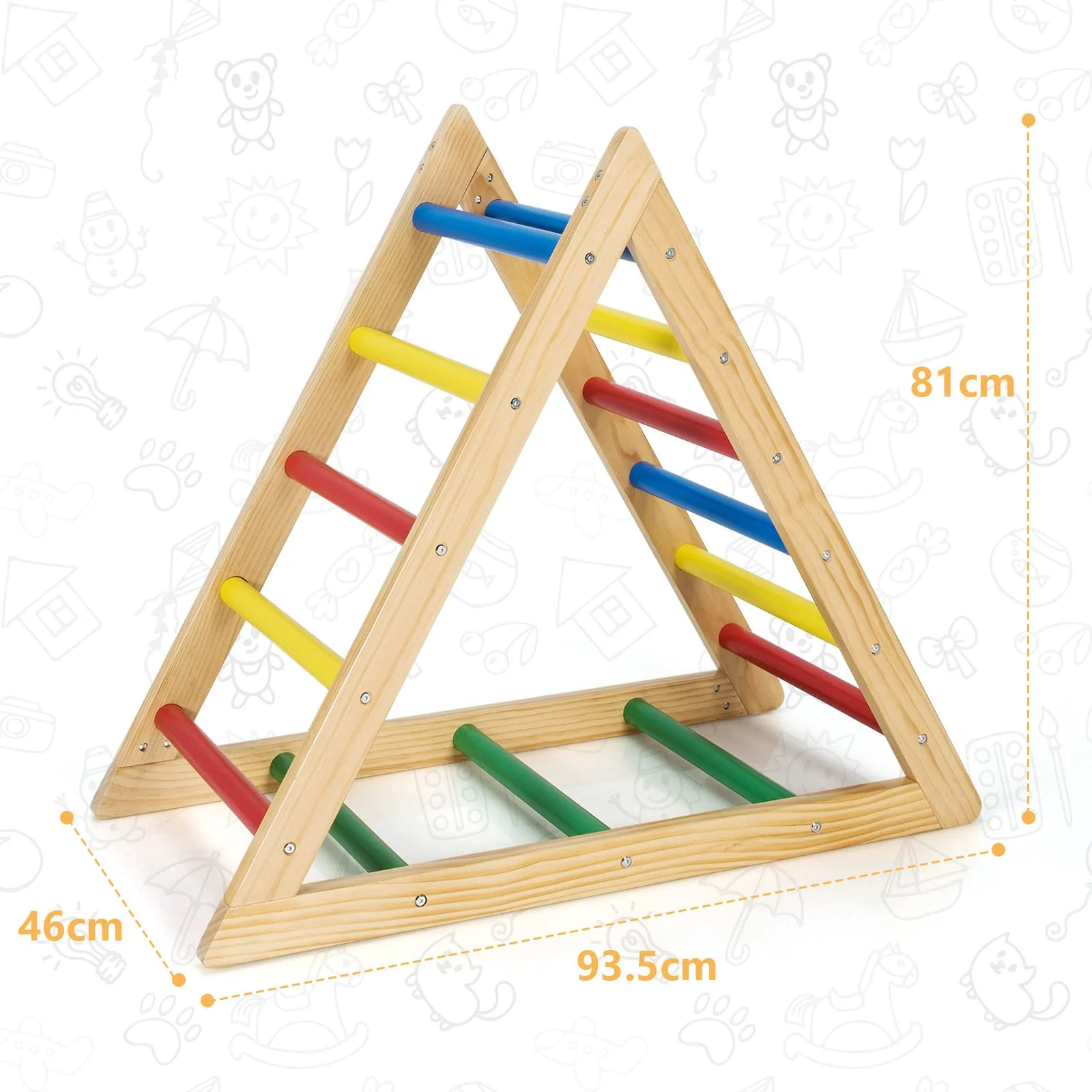 HONEY JOY Triangle Climber, Wooden Climbing Ladder Play Equipment for Kids - Image 4