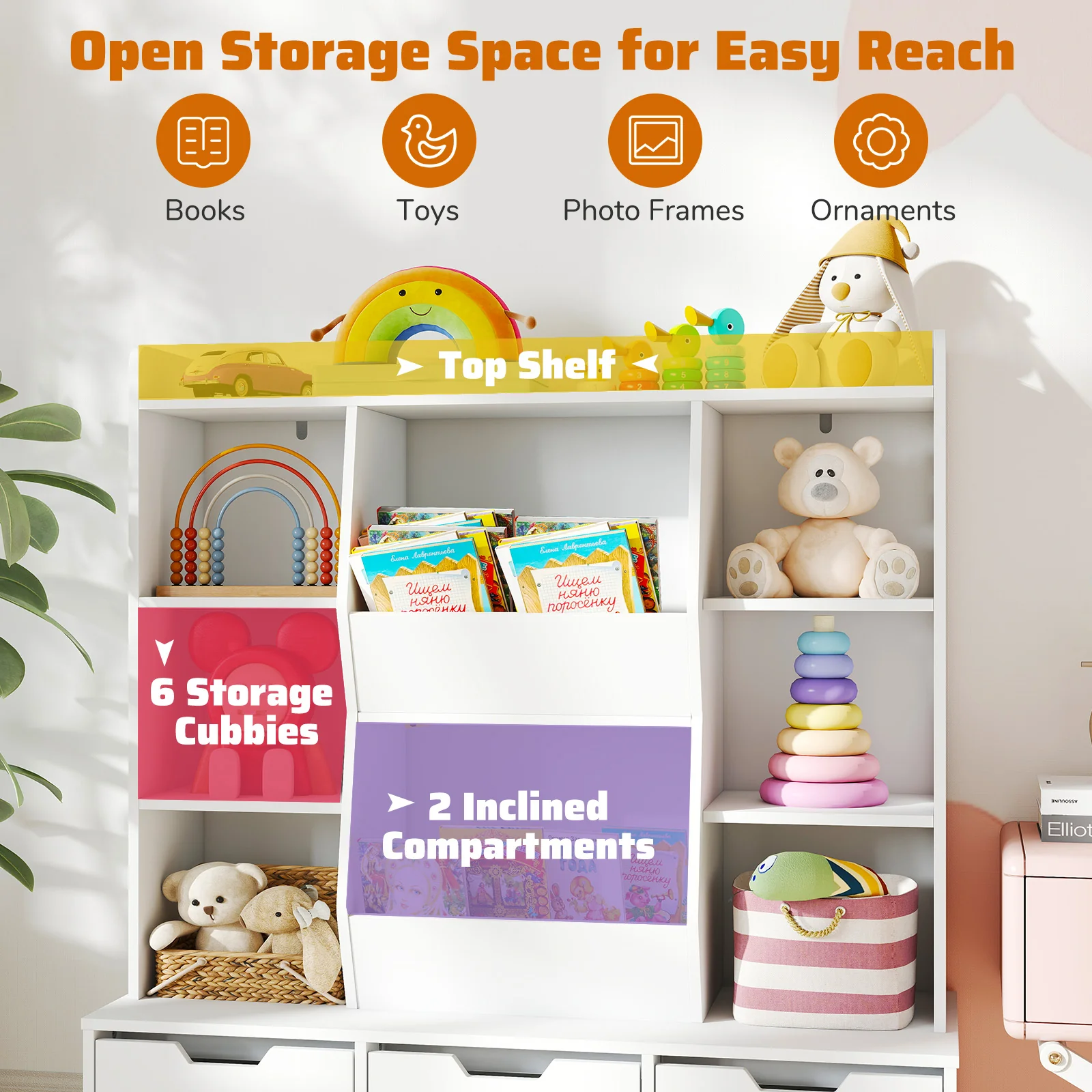 HONEY JOY Versatile Storage Cabinet for Kids Room, Bedroom, Playroom - Image 5