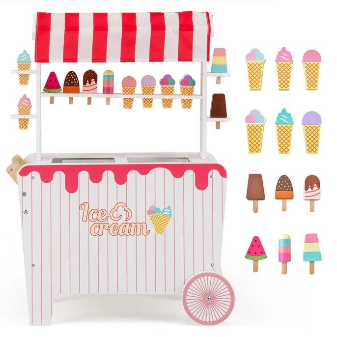 HONEY JOY Wooden Ice Cream Cart for Kids - Image 10