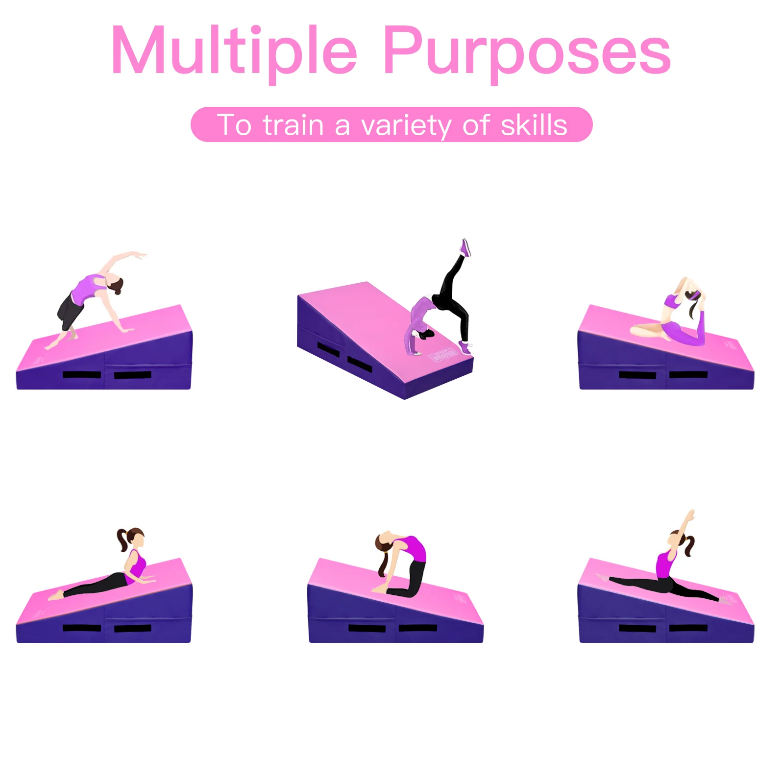 Incline Gymnastics Mat, Gym Fitness Skill Shape Tumbling Mat with Carrying Handles - Image 6