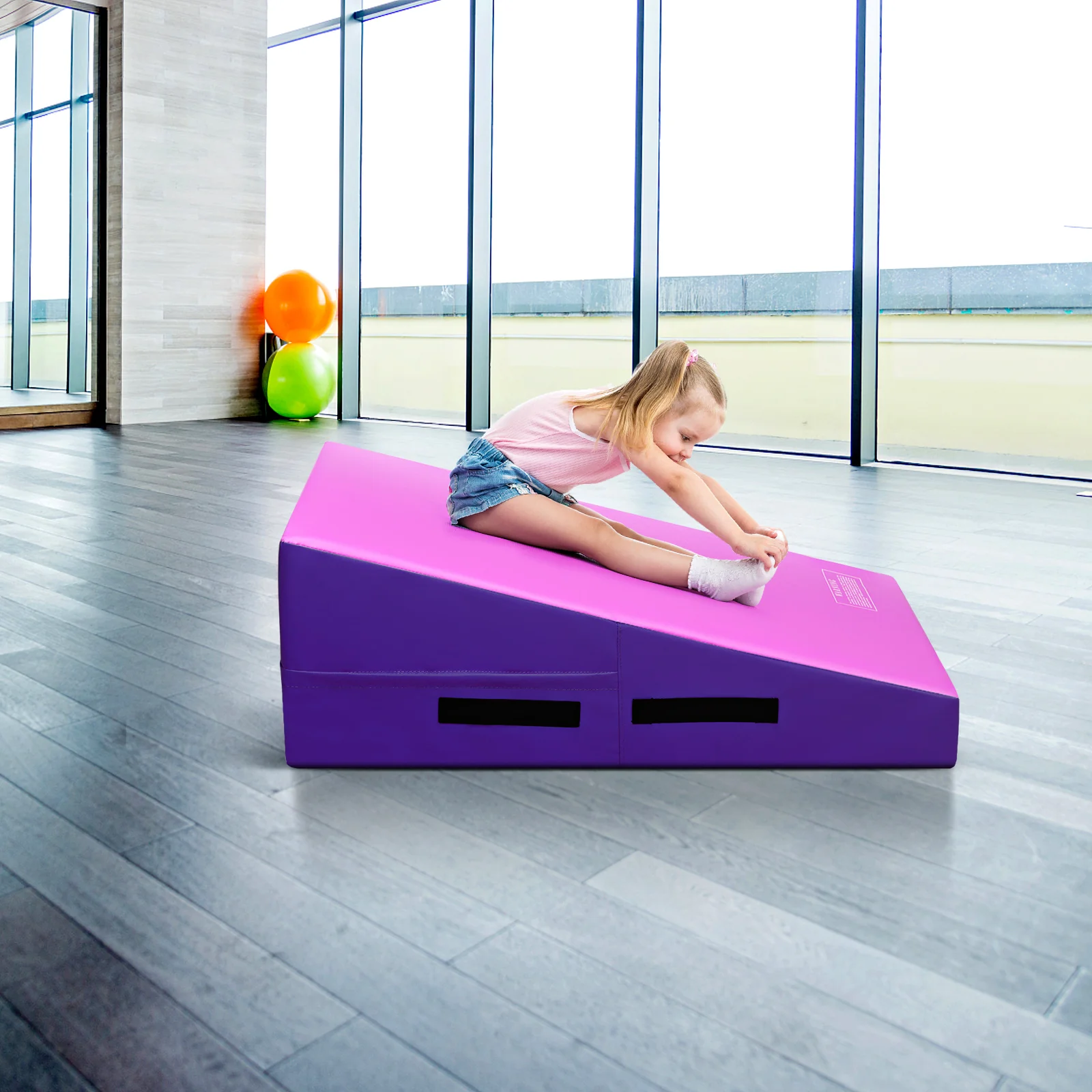 Incline Gymnastics Mat, Gym Fitness Skill Shape Tumbling Mat with Carrying Handles - Image 8