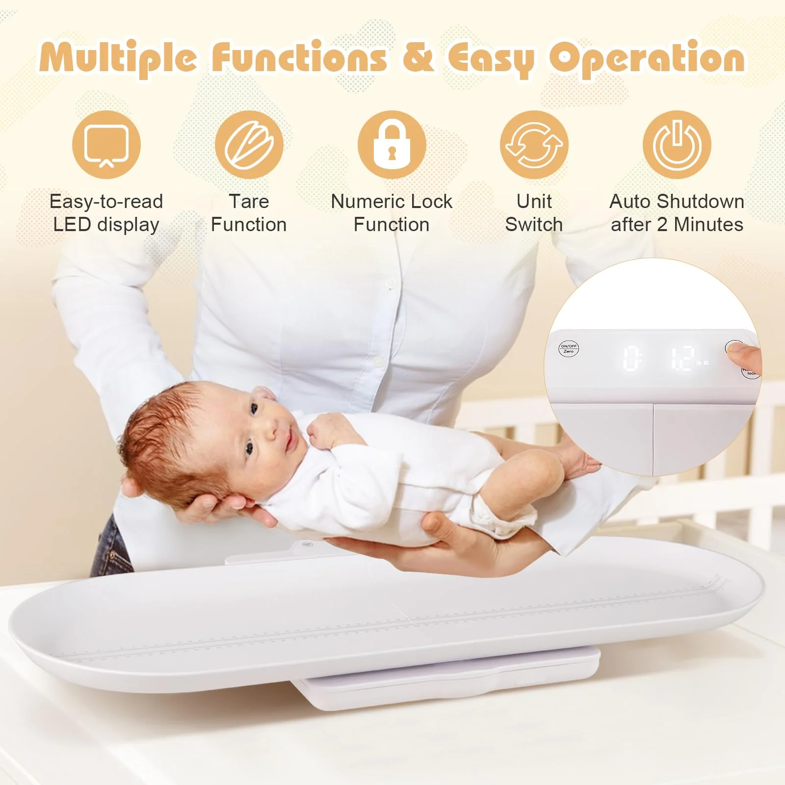 3 in 1 Infant Scale w/Detachable Tray for Body Weight & Height Measurement - Image 3