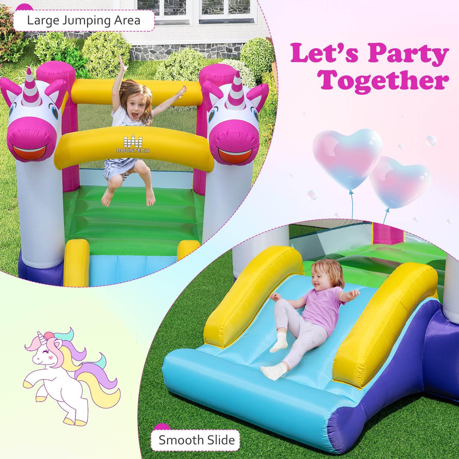 Inflatable Bounce House, 2-in-1 Kids Bouncer with Slide & Jumping Area - Image 6