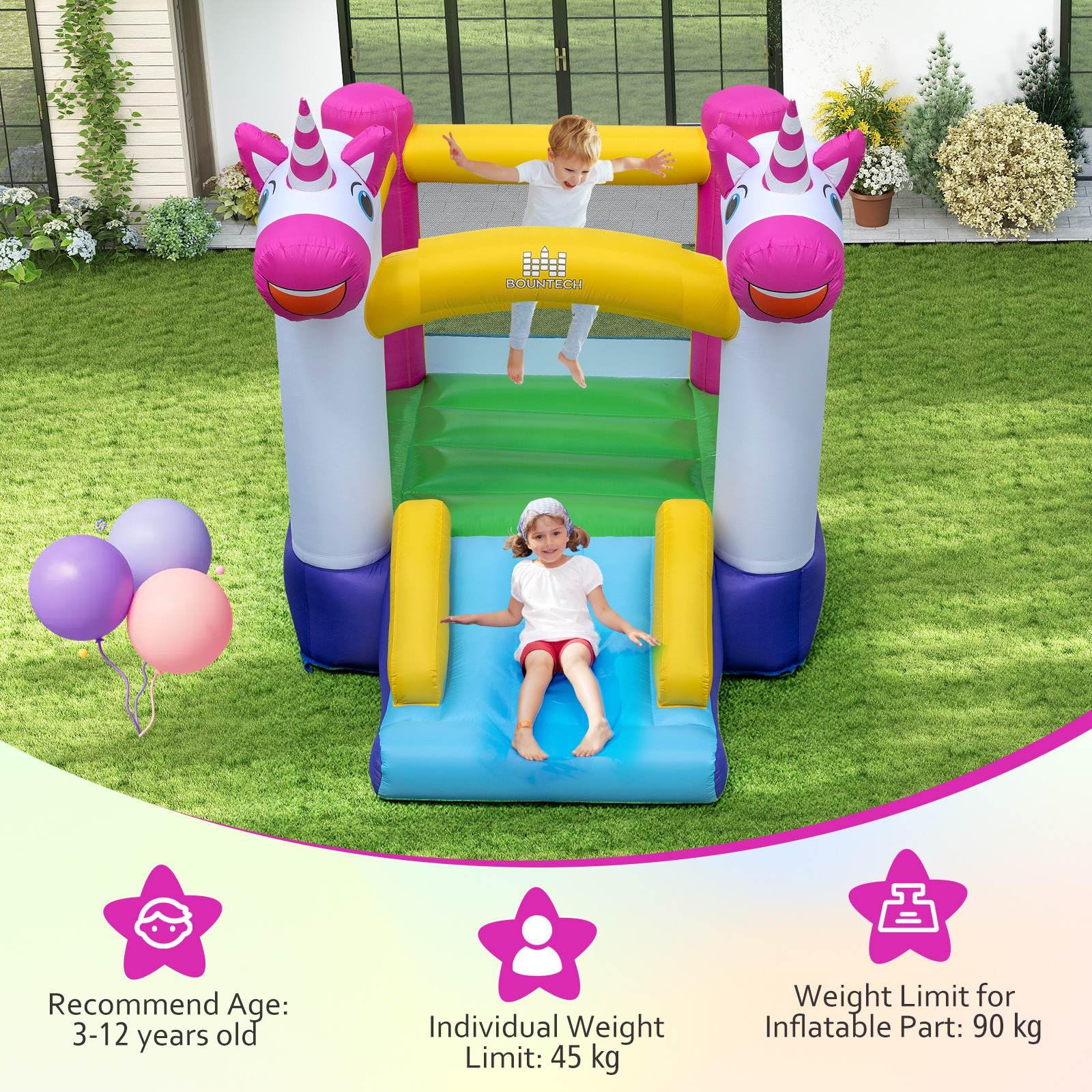 Inflatable Bounce House, 2-in-1 Kids Bouncer with Slide & Jumping Area - Image 8