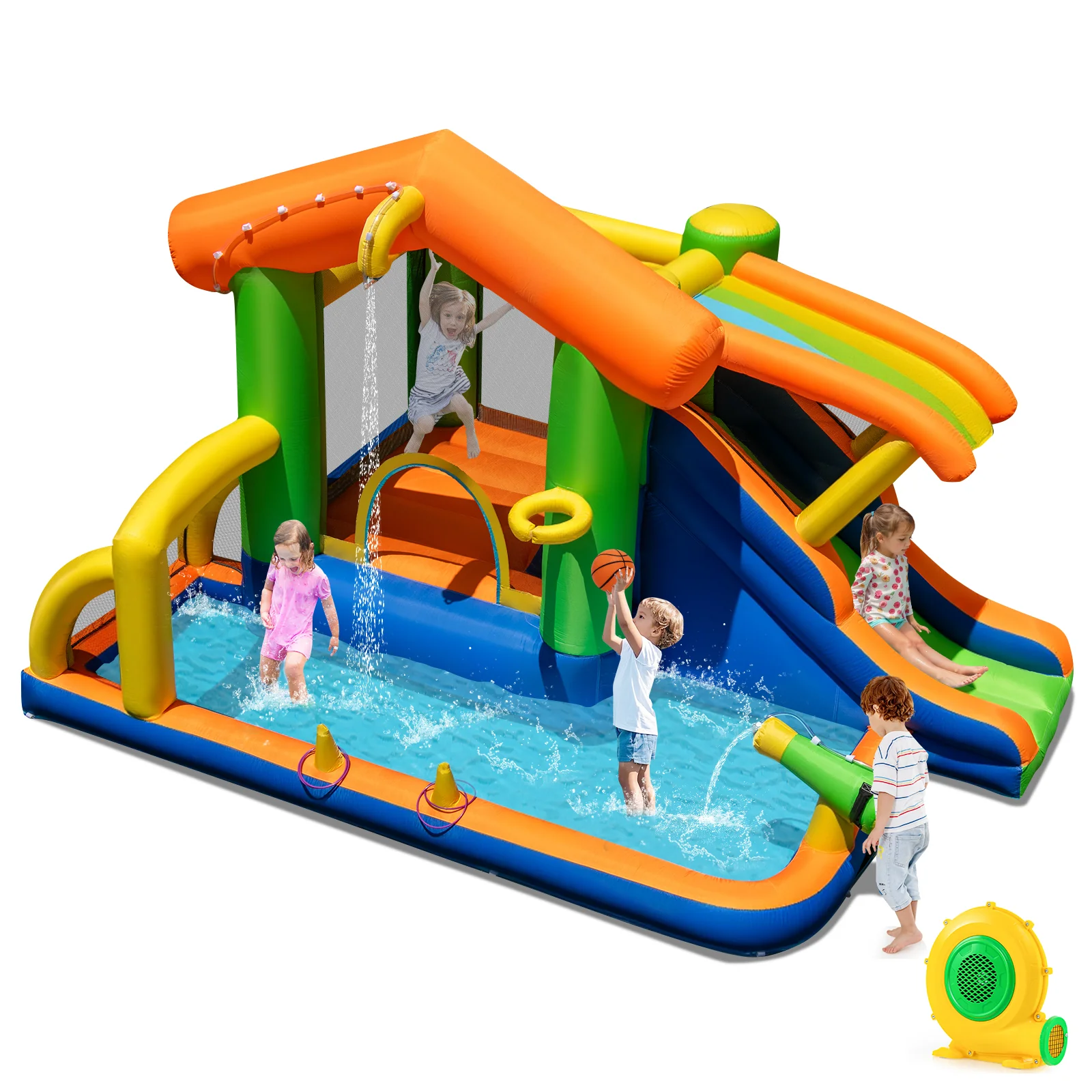 Inflatable Bounce House, 8-In-1 Multifunctional Water Park with Slide - Image 11