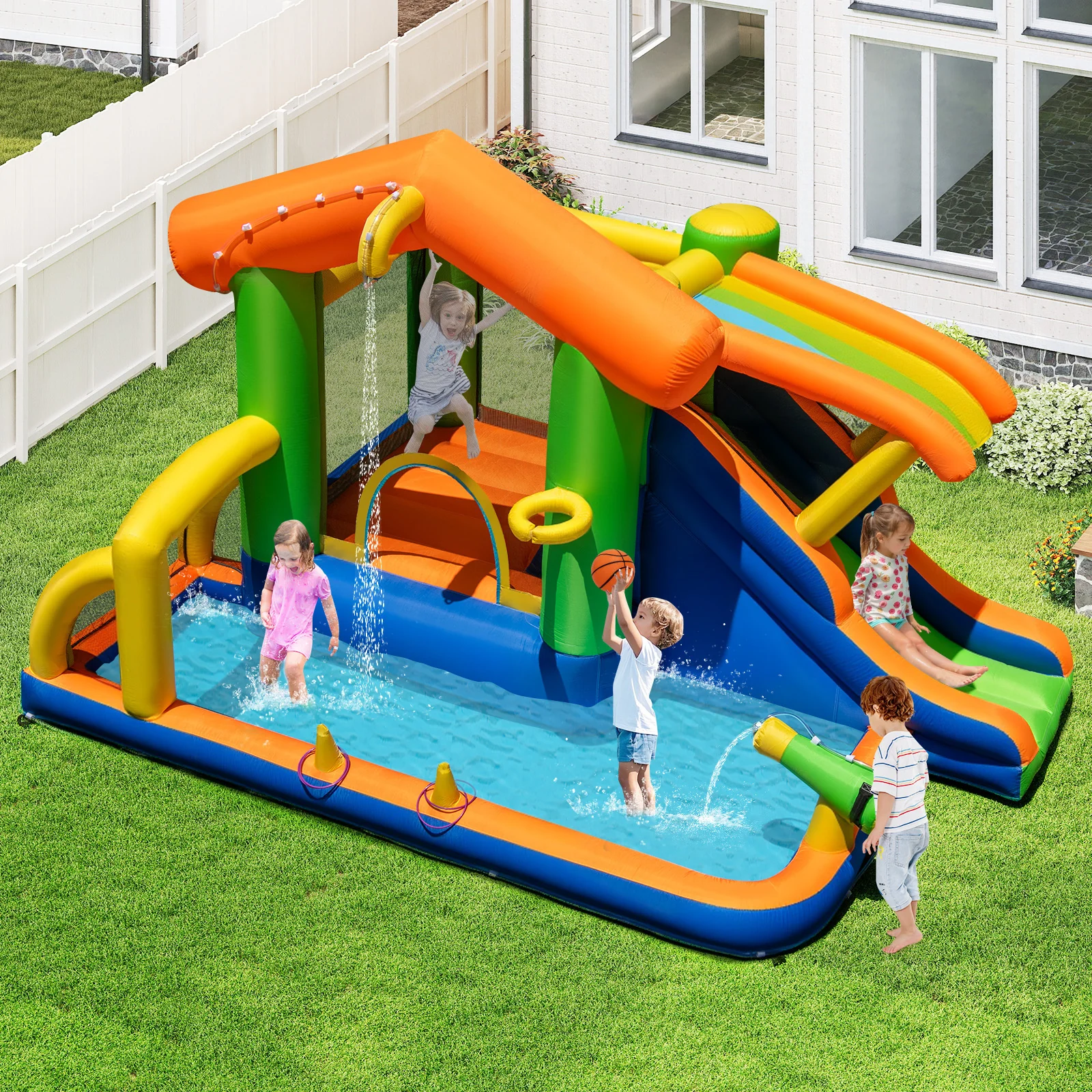 Inflatable Bounce House, 8-In-1 Multifunctional Water Park with Slide - Image 2