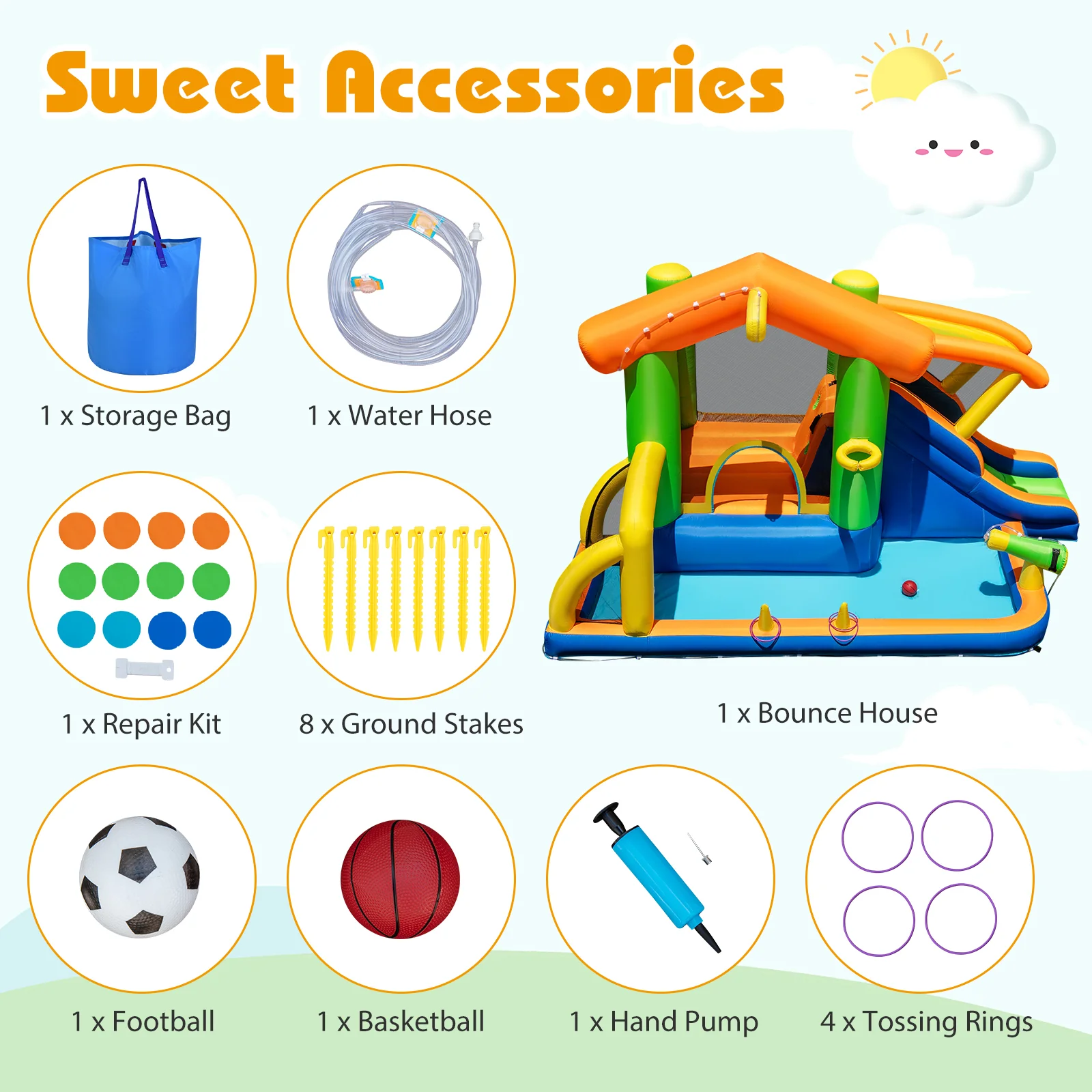 Inflatable Bounce House, 8-In-1 Multifunctional Water Park with Slide - Image 4