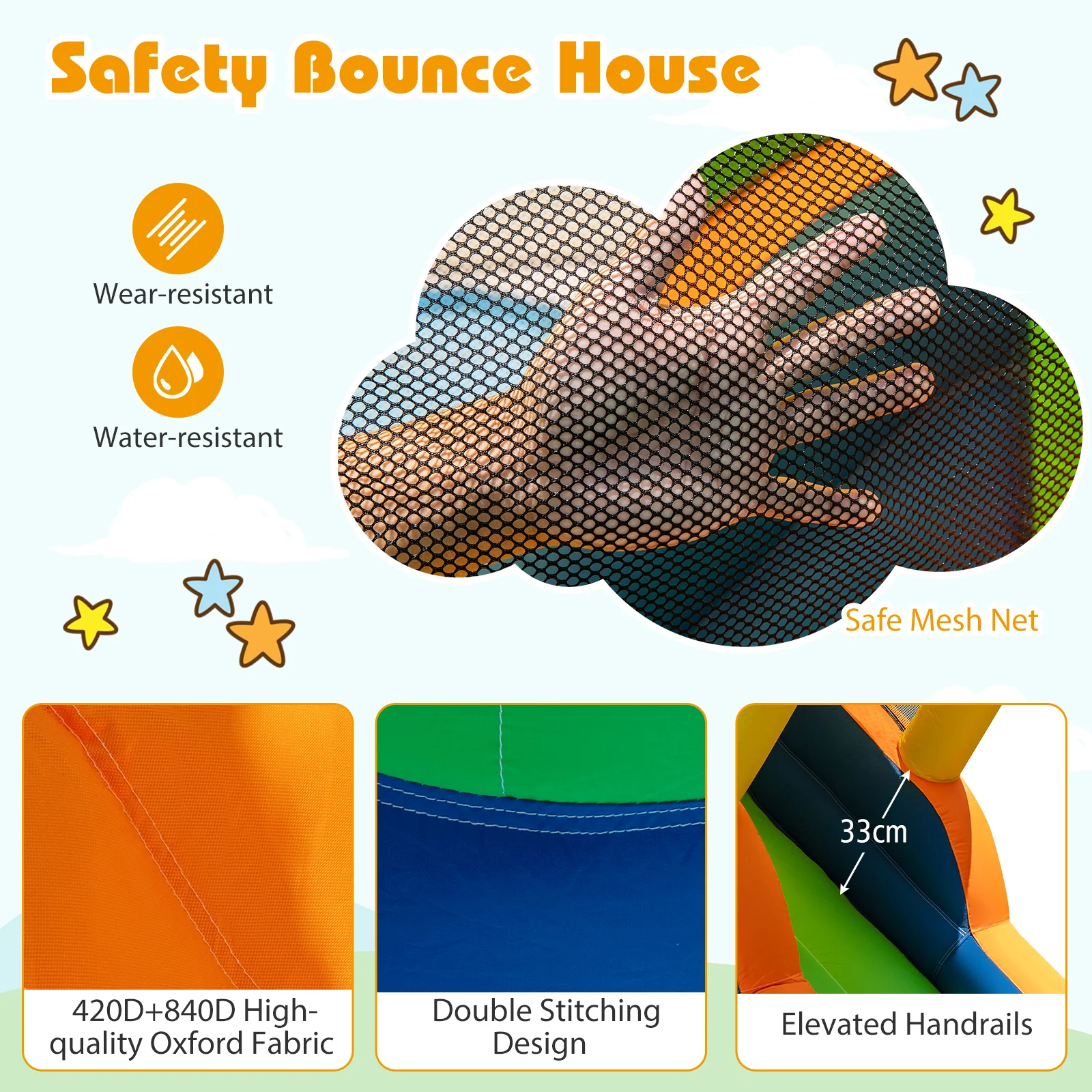 Inflatable Bounce House, 8-In-1 Multifunctional Water Park with Slide - Image 6