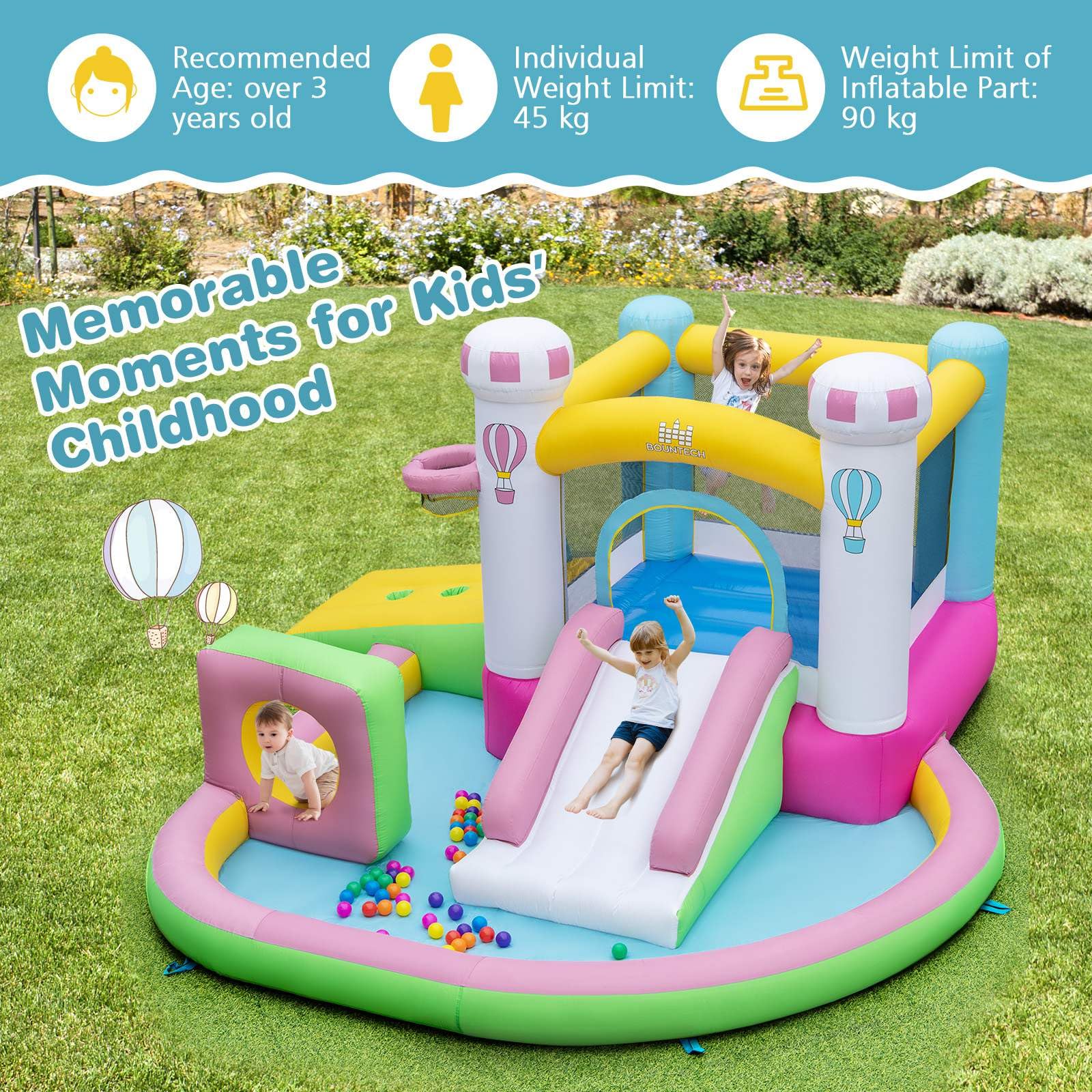 Inflatable Bounce House, Kids Jumping Castle w/Slide - Image 2