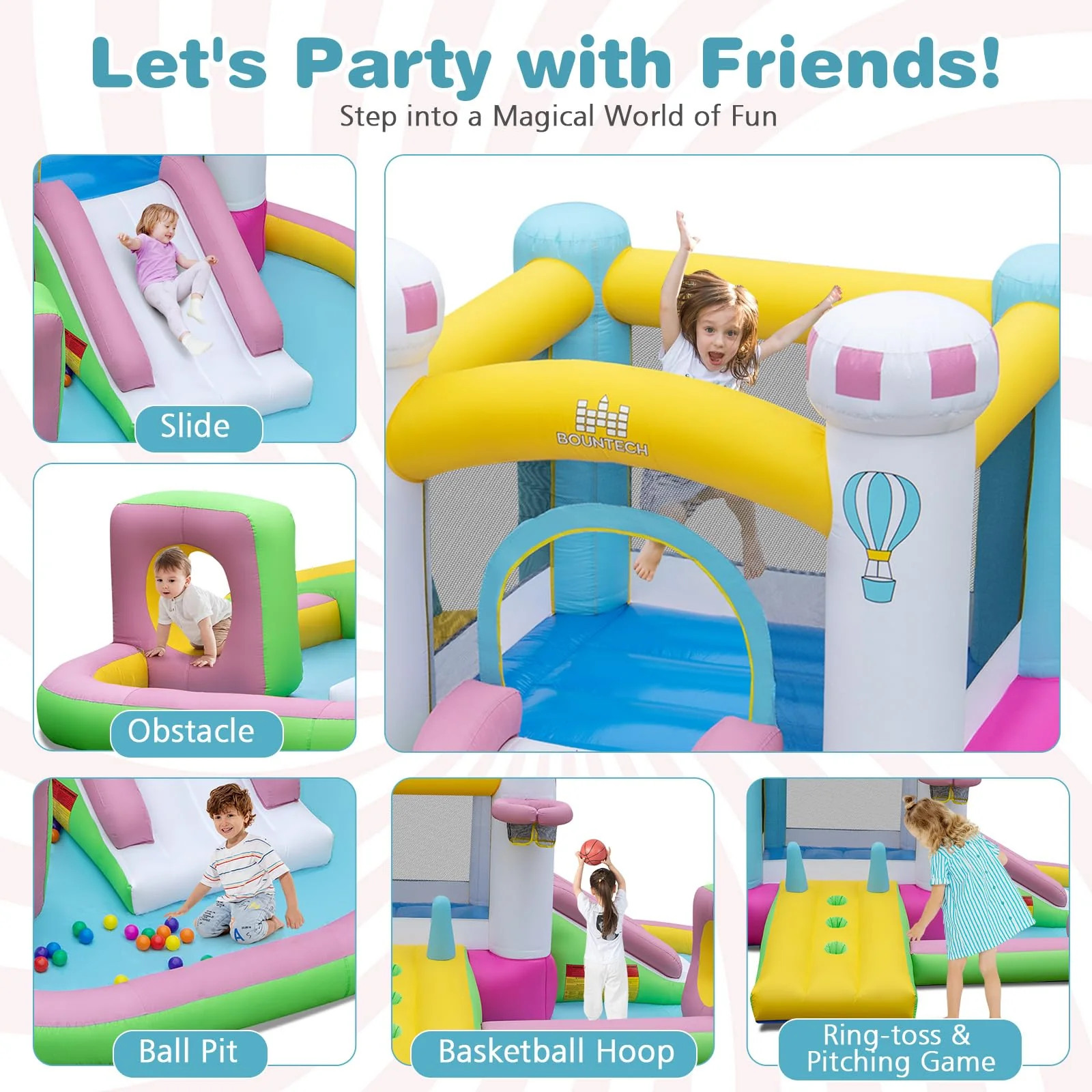 Inflatable Bounce House, Kids Jumping Castle w/Slide - Image 3