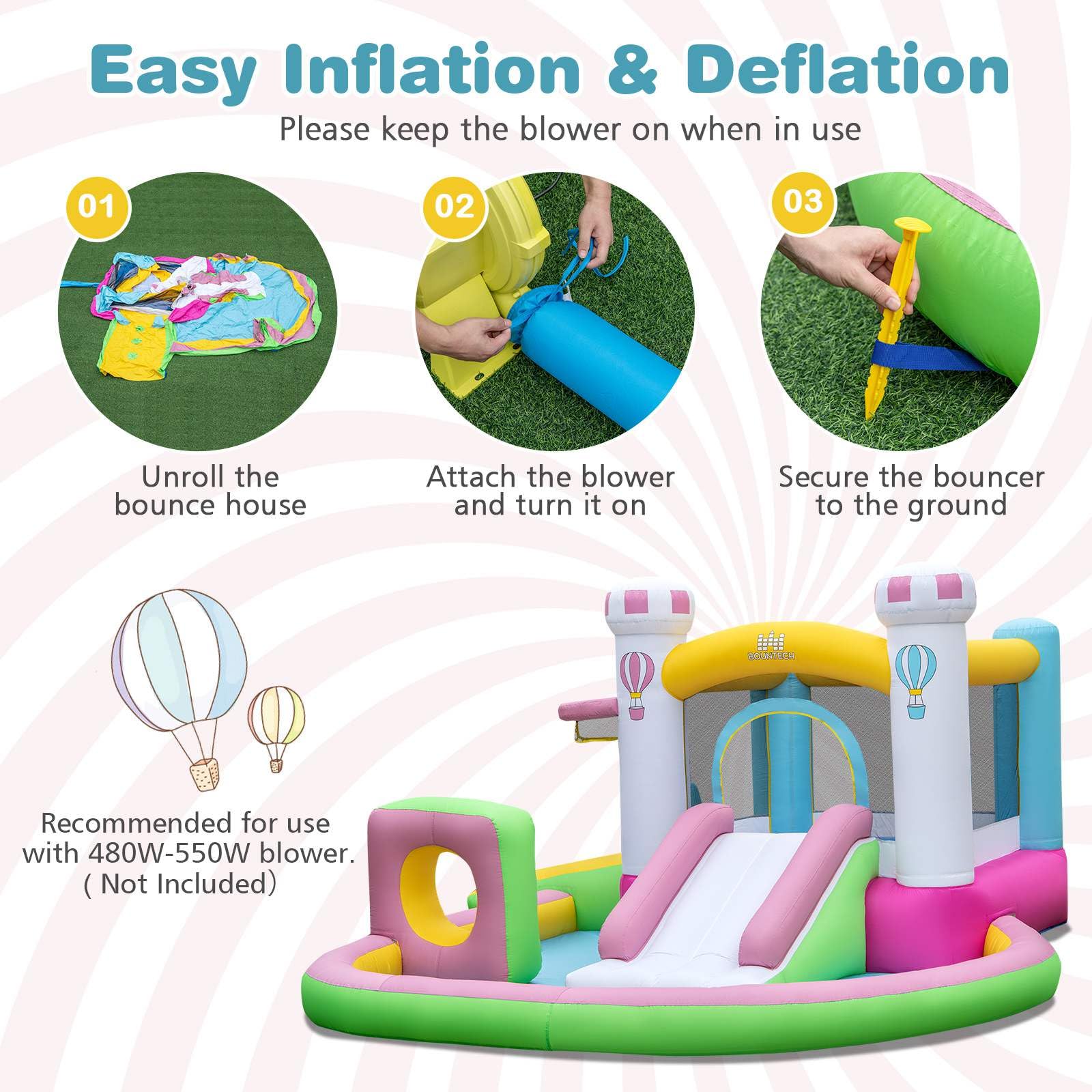 Inflatable Bounce House, Kids Jumping Castle w/Slide - Image 5
