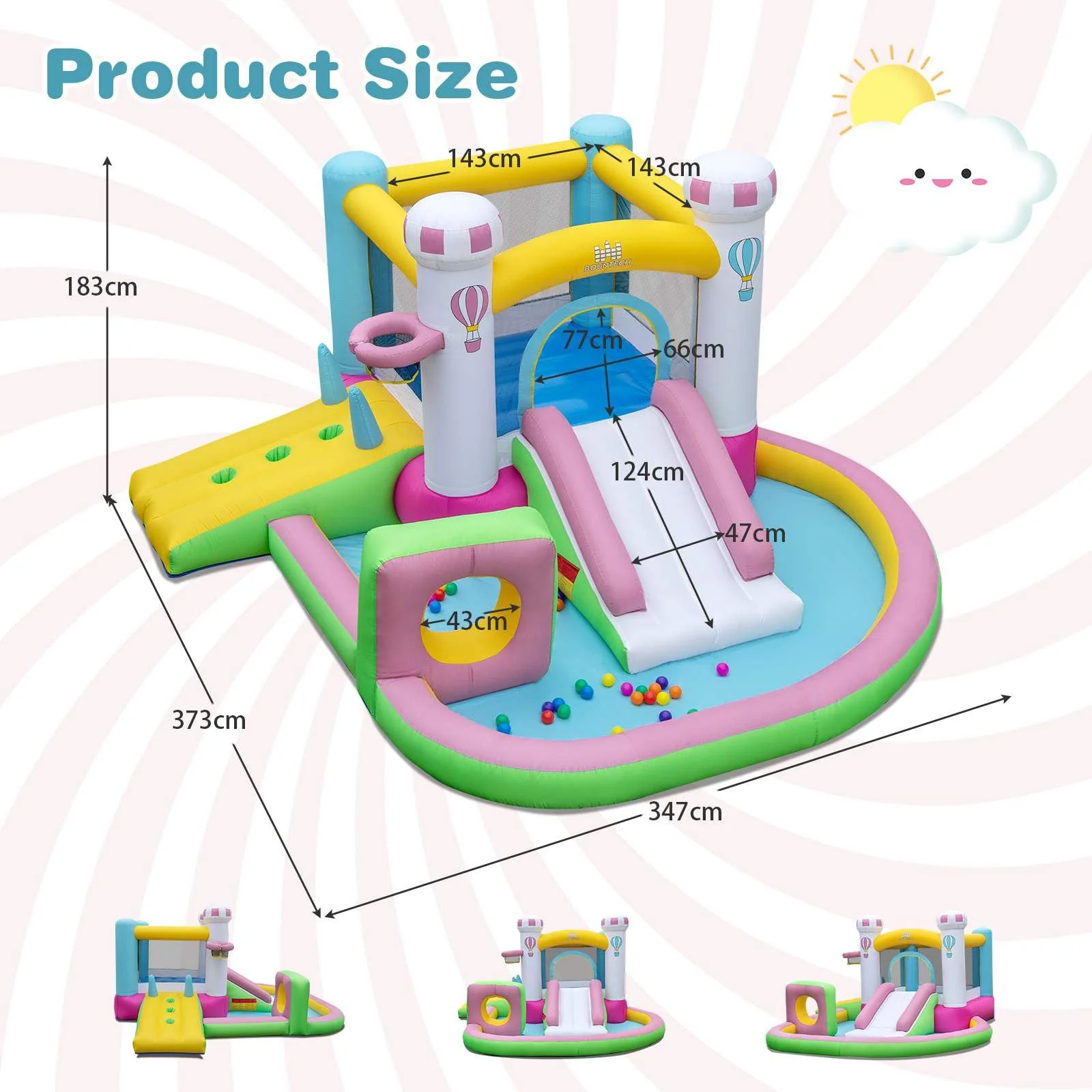 Inflatable Bounce House, Kids Jumping Castle w/Slide - Image 6