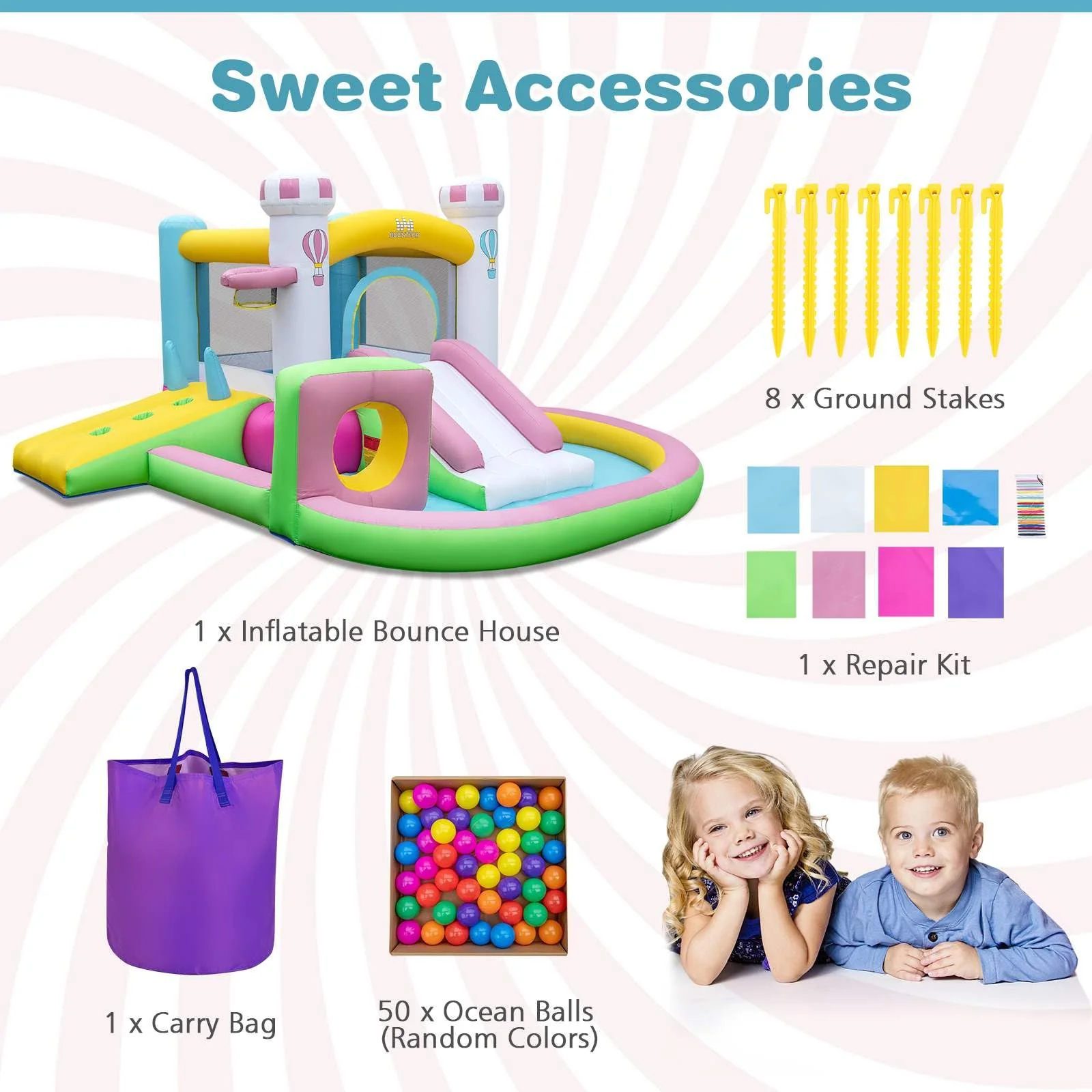 Inflatable Bounce House, Kids Jumping Castle w/Slide - Image 7