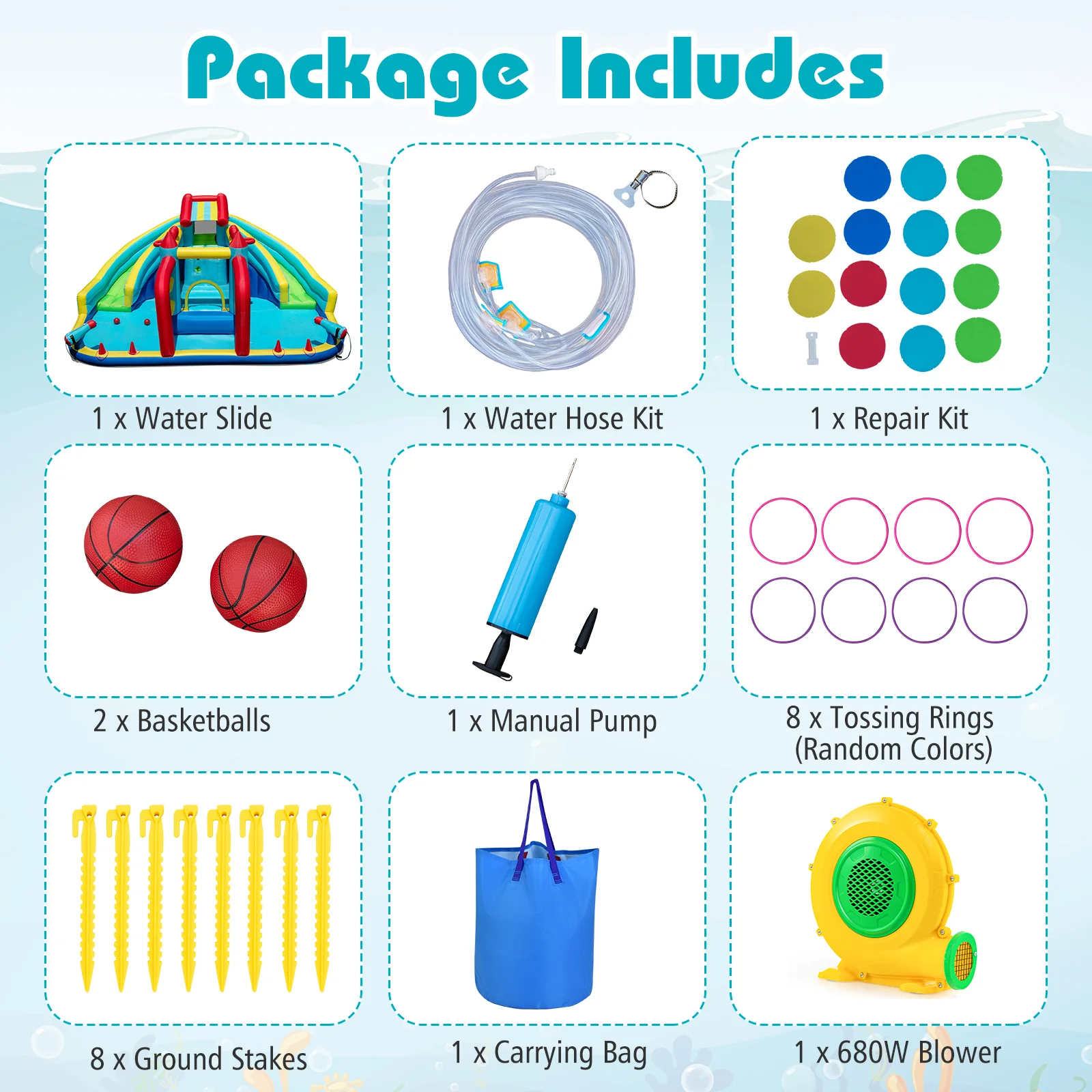 Inflatable Double Water Slide Park, Giant Bouncy Castle - Image 11