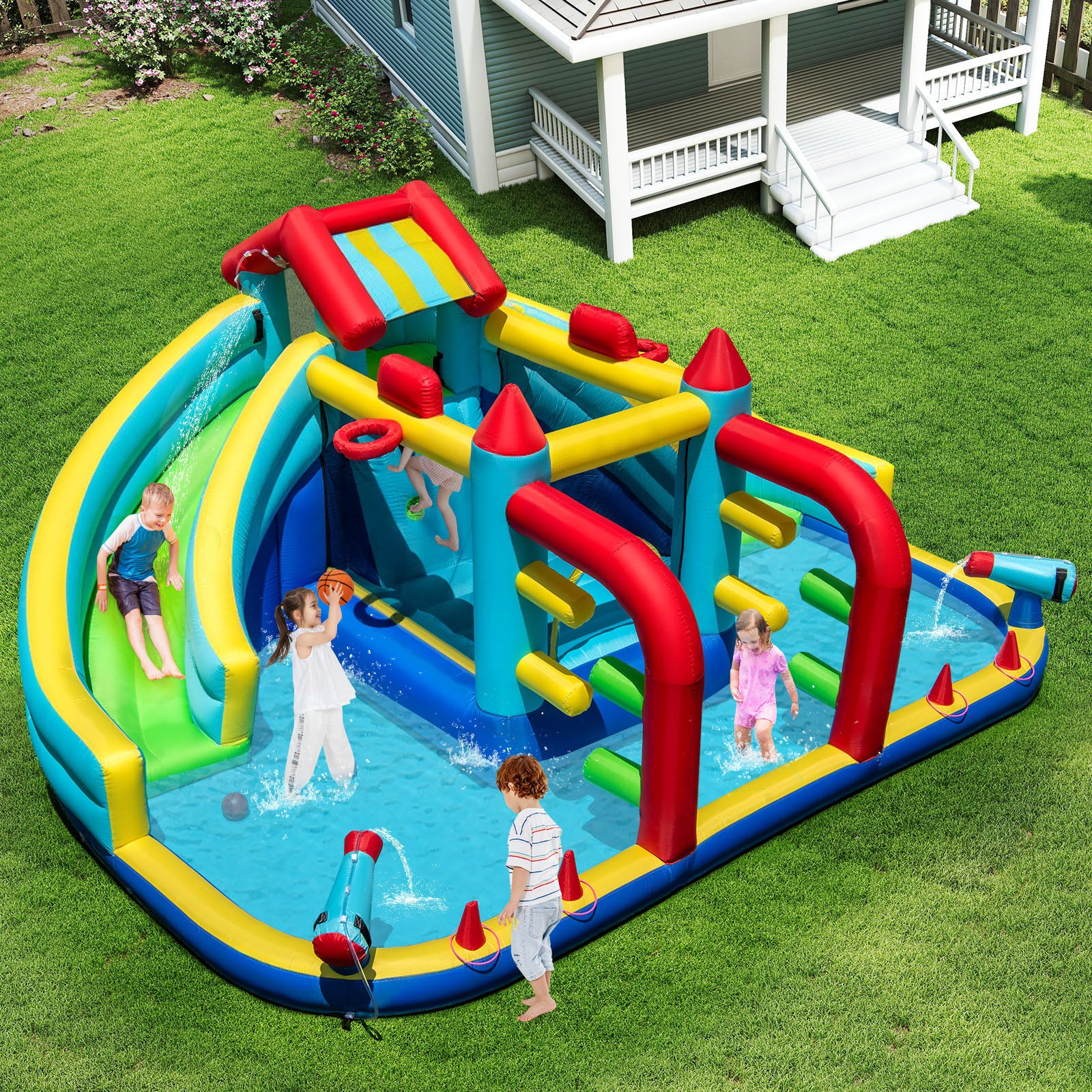 Inflatable Double Water Slide Park, Giant Bouncy Castle - Image 2