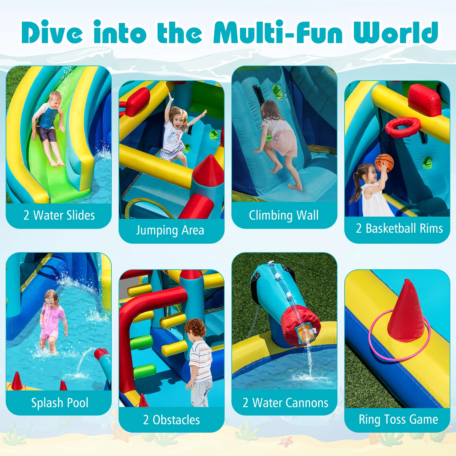 Inflatable Double Water Slide Park, Giant Bouncy Castle - Image 3