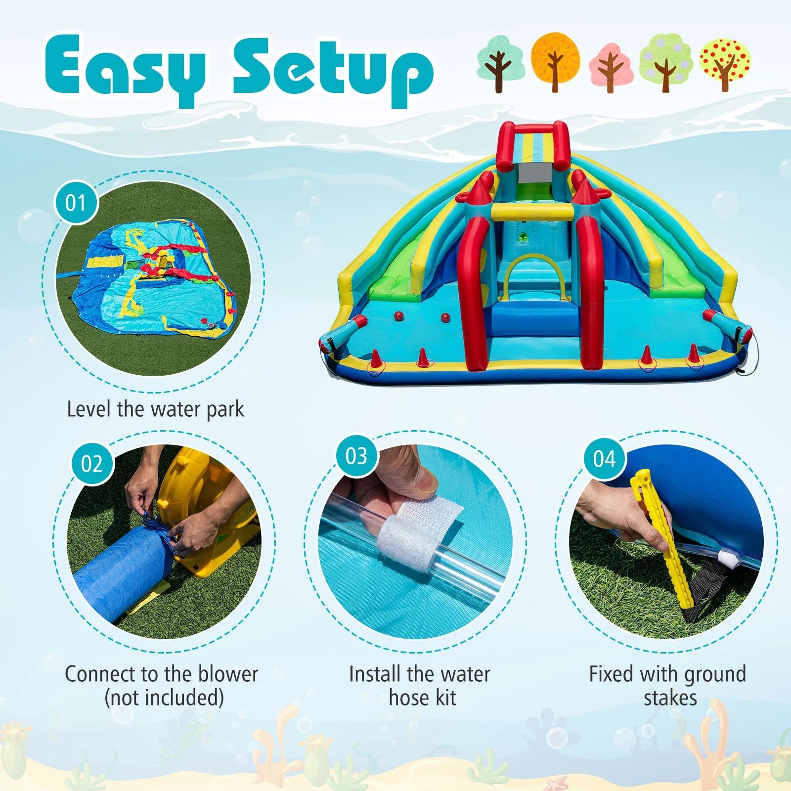 Inflatable Double Water Slide Park, Giant Bouncy Castle - Image 4