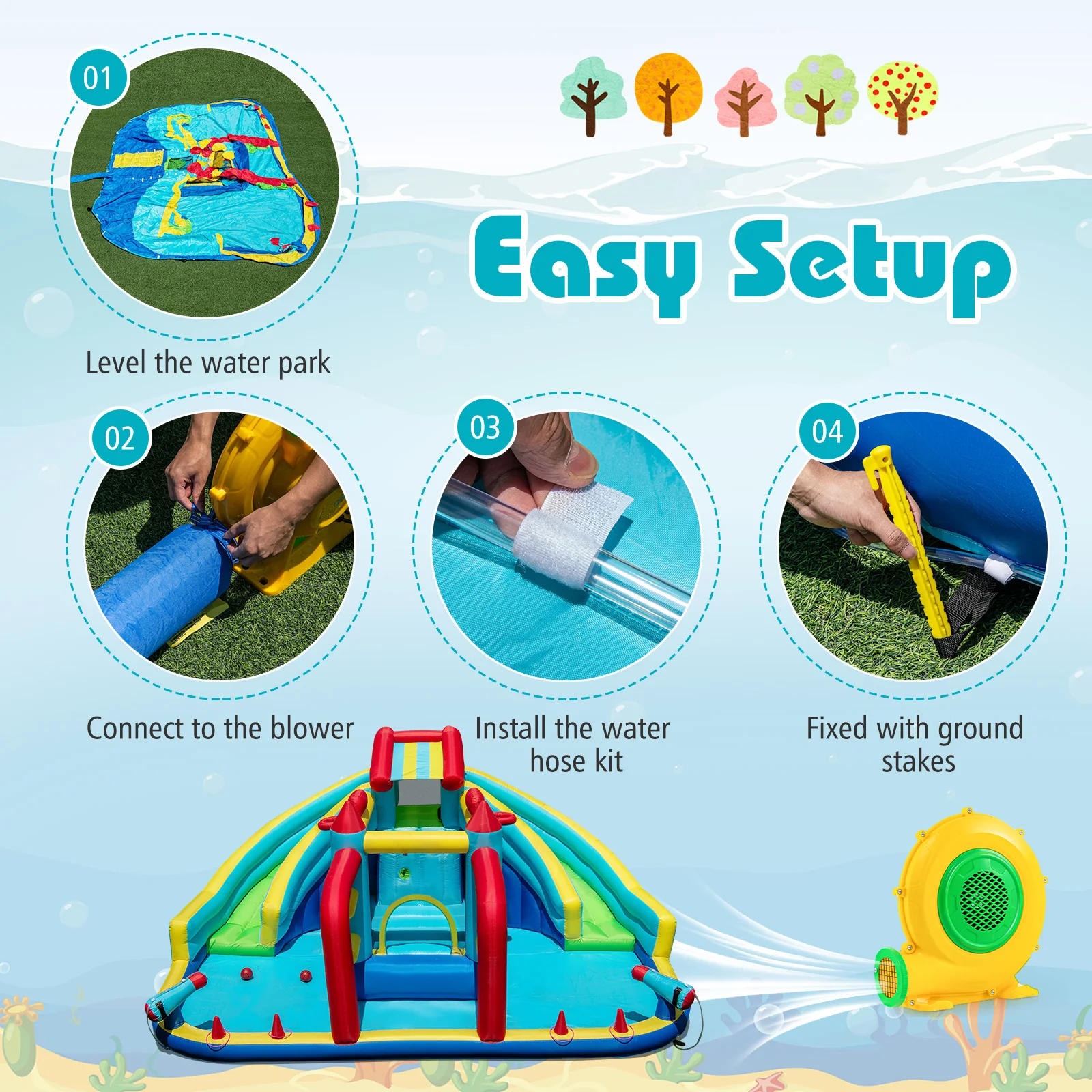 Inflatable Double Water Slide Park, Giant Bouncy Castle - Image 5