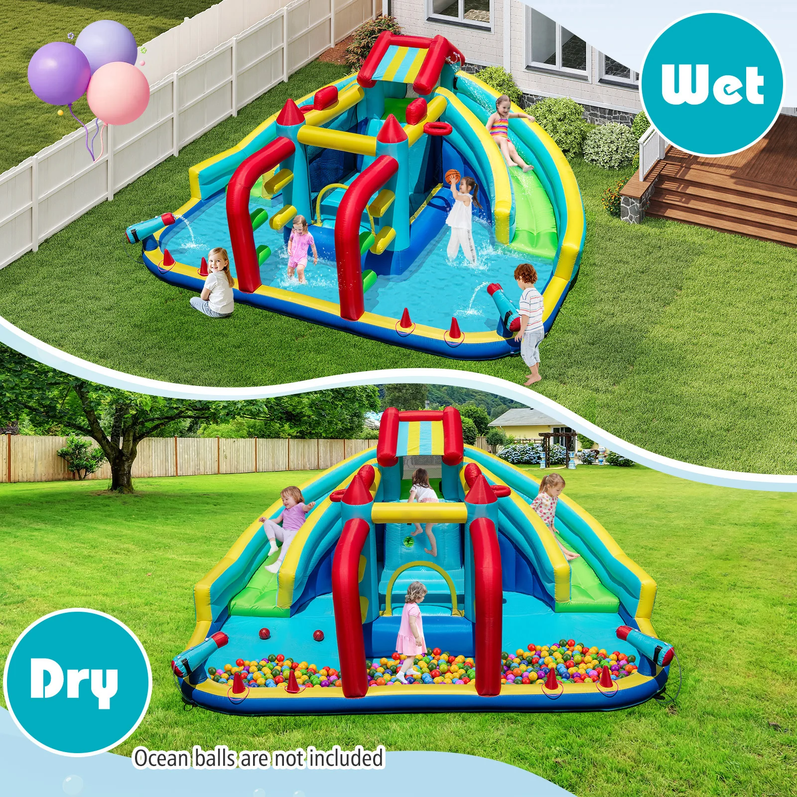Inflatable Double Water Slide Park, Giant Bouncy Castle - Image 6