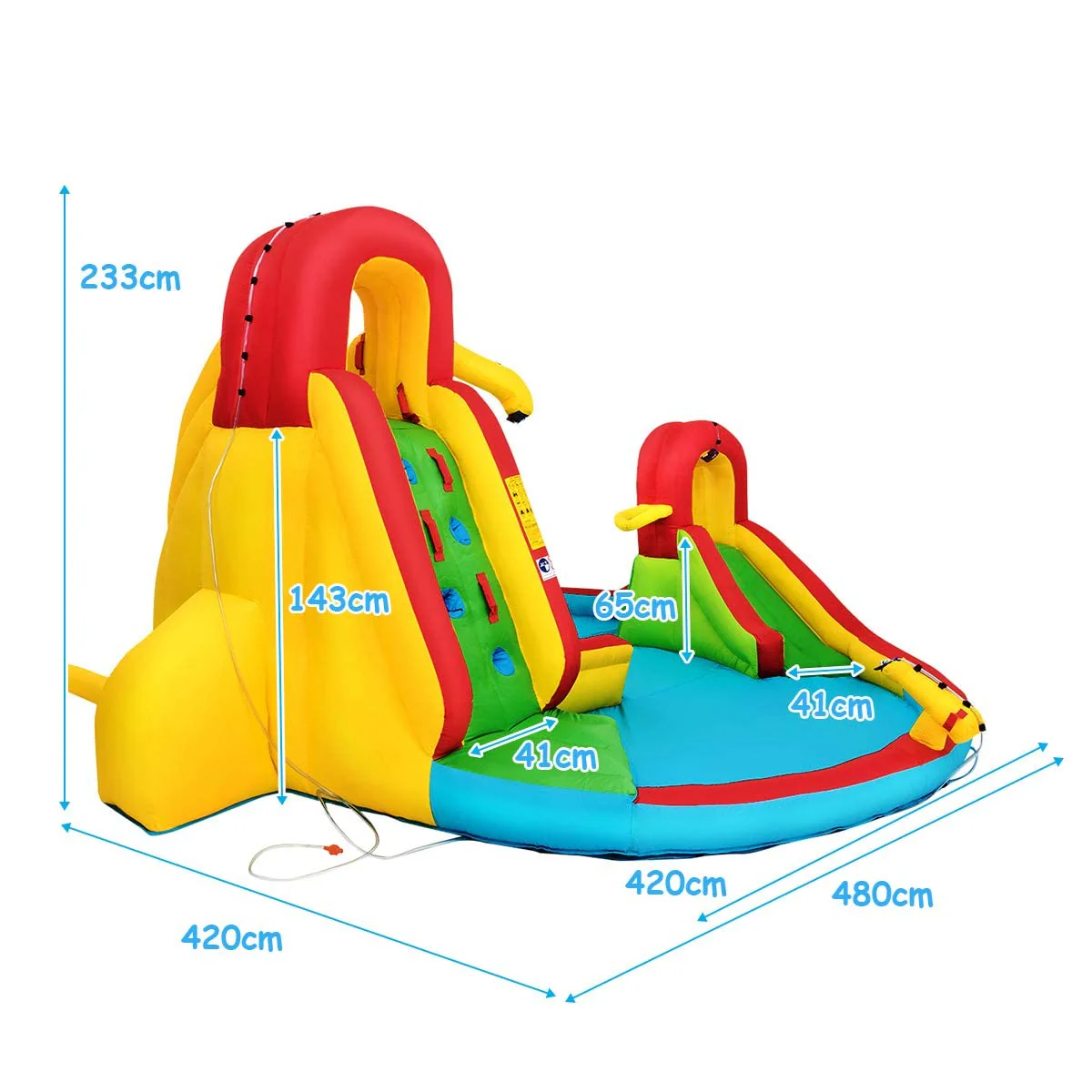 Inflatable Water Park Jumping Castle, Kids Jumping Bounce House w/ Large Splash Pool, Slides - Image 3