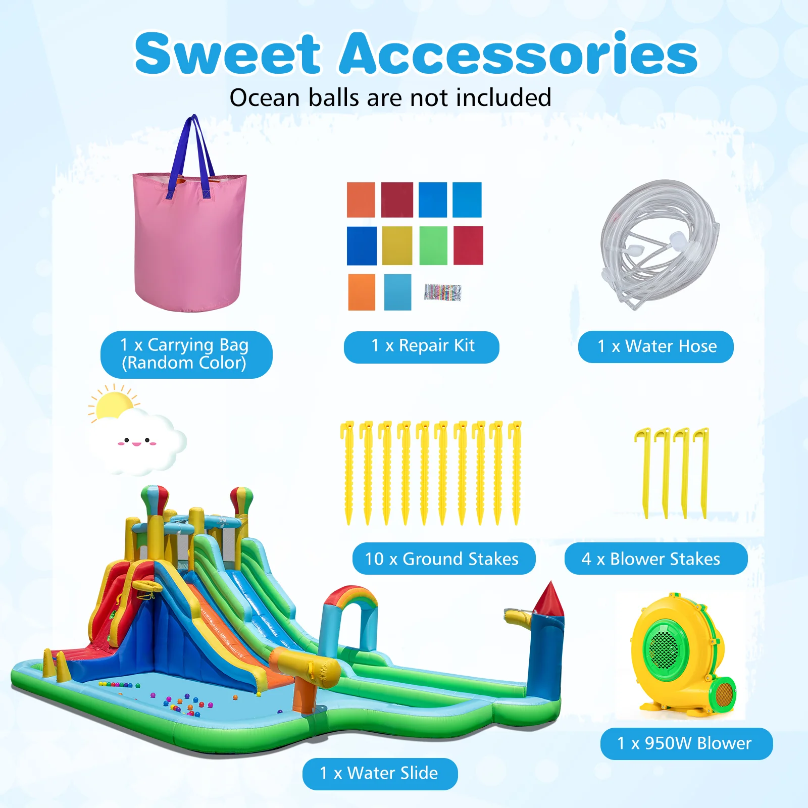 Inflatable Water Park, Wet Dry Combo Bouncy Castle for Birthday Party - Image 3