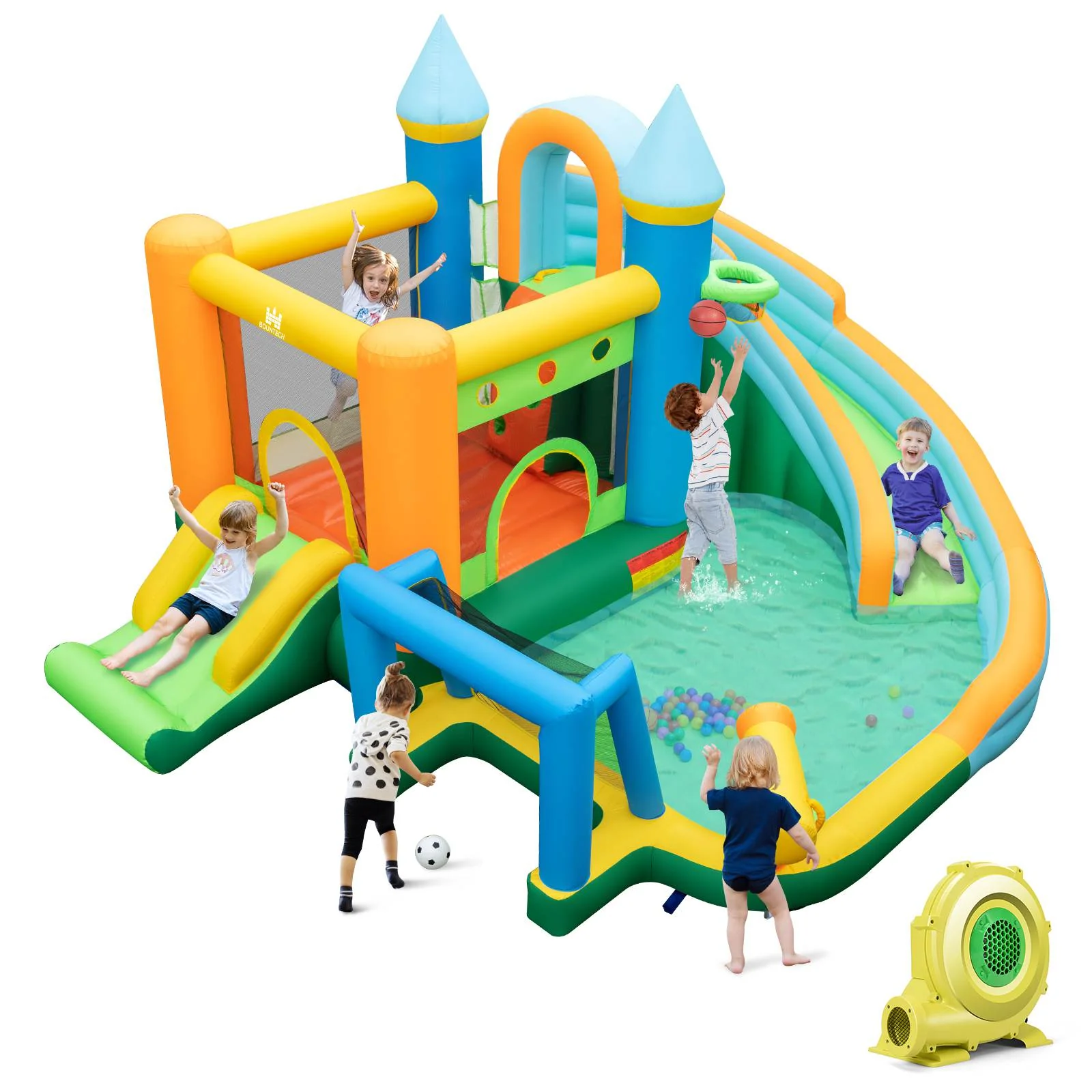 Inflatable Water Slide Blowup Water Park with Dual Slides Wet Dry Bounce House - Image 10