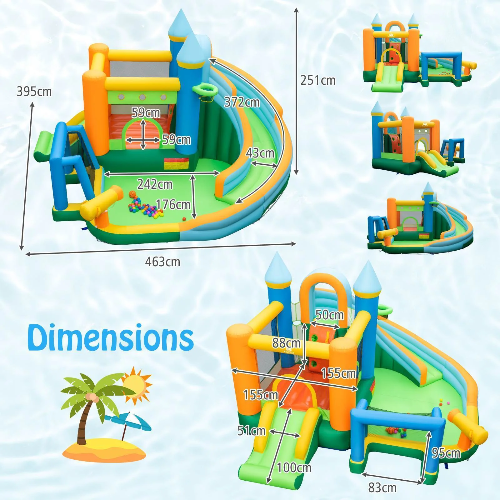 Inflatable Water Slide Blowup Water Park with Dual Slides Wet Dry Bounce House - Image 3