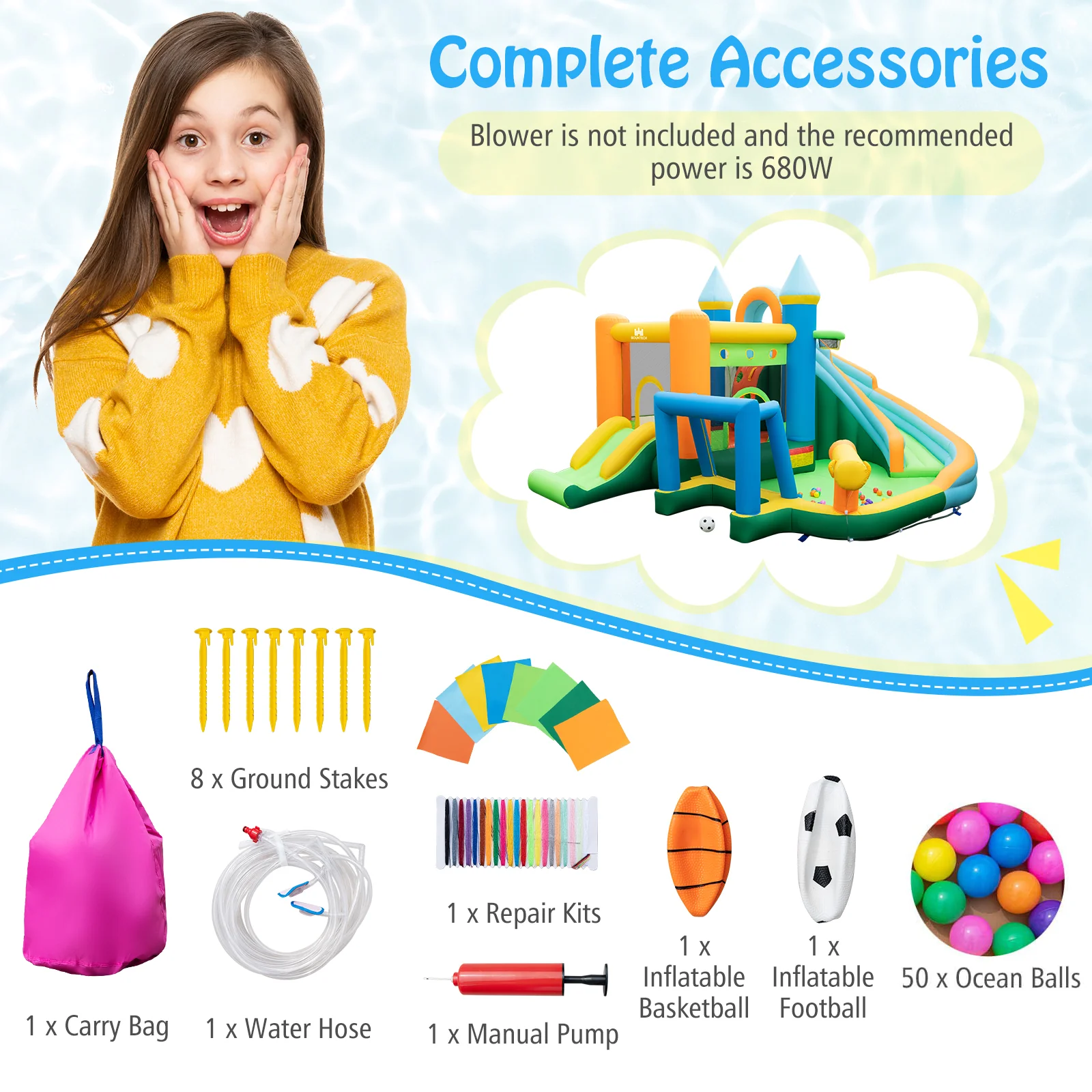 Inflatable Water Slide Blowup Water Park with Dual Slides Wet Dry Bounce House - Image 4