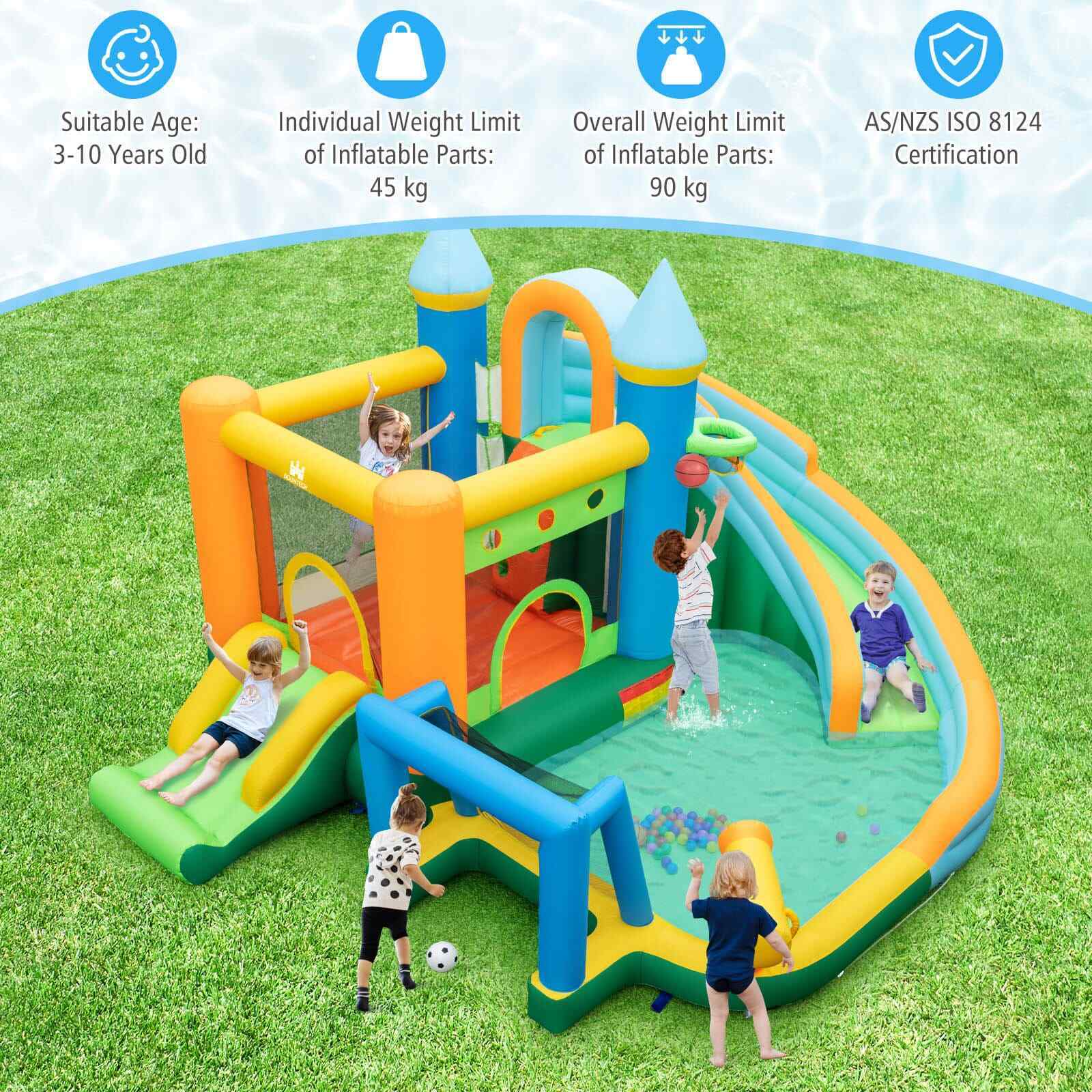 Inflatable Water Slide Blowup Water Park with Dual Slides Wet Dry Bounce House - Image 7