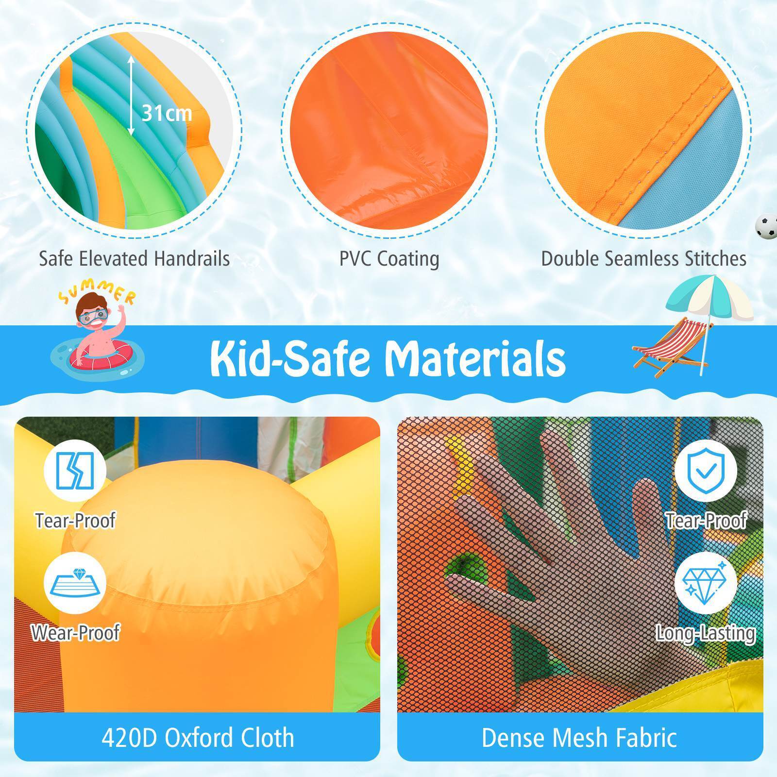 Inflatable Water Slide Blowup Water Park with Dual Slides Wet Dry Bounce House - Image 8