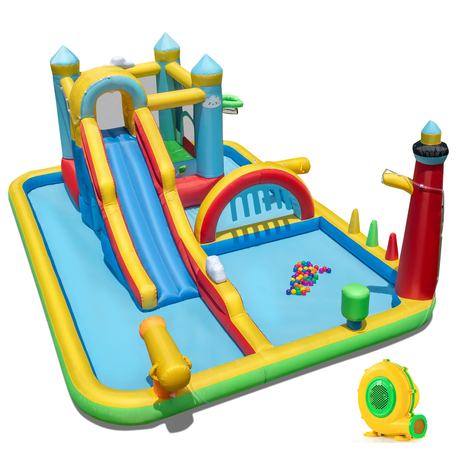Inflatable Water Slide, Giant Water Park, Outdoor Wet & Dry Combo Bouncy for Yard Lawn - Image 10