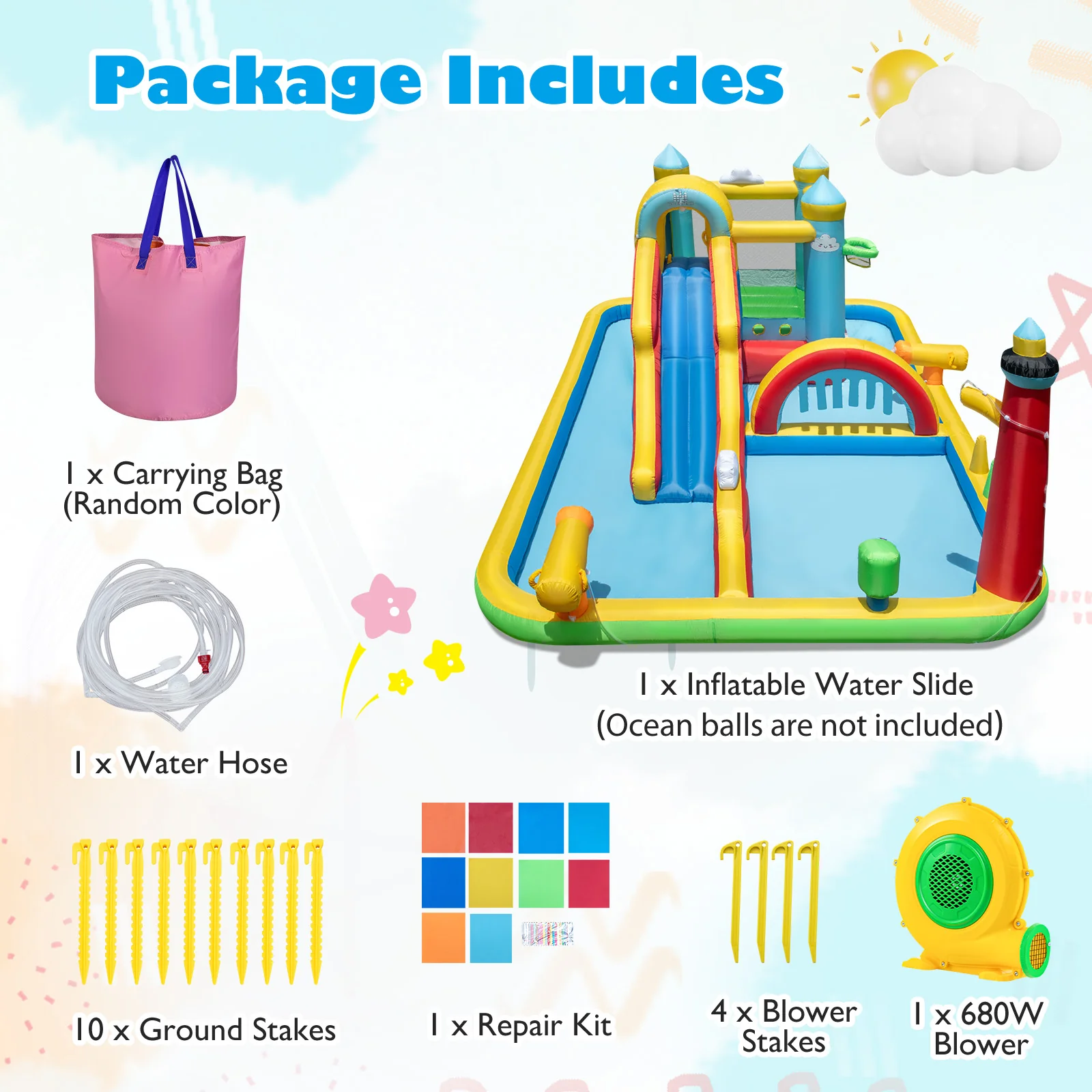 Inflatable Water Slide, Giant Water Park, Outdoor Wet & Dry Combo Bouncy for Yard Lawn - Image 12