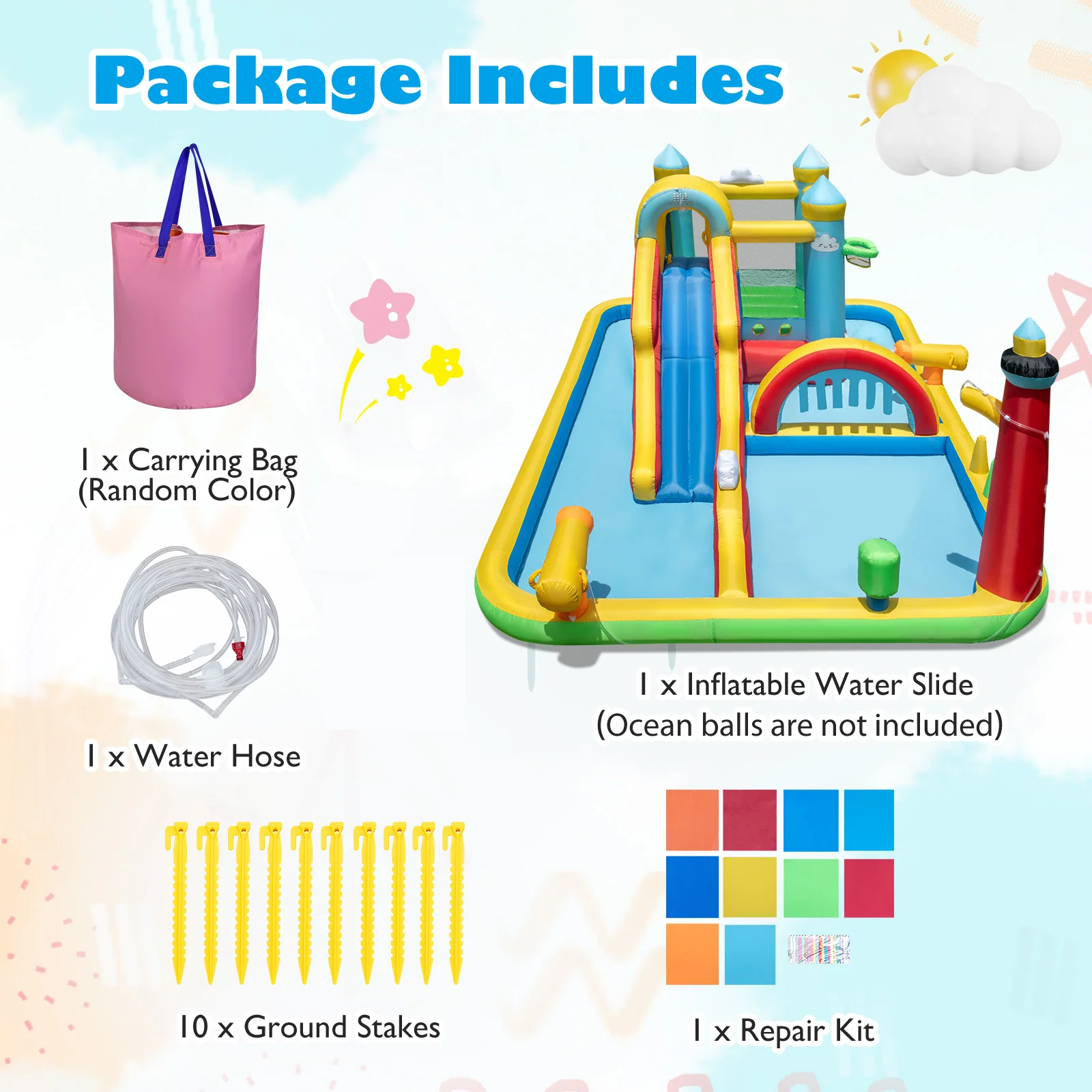Inflatable Water Slide, Giant Water Park, Outdoor Wet & Dry Combo Bouncy for Yard Lawn - Image 2
