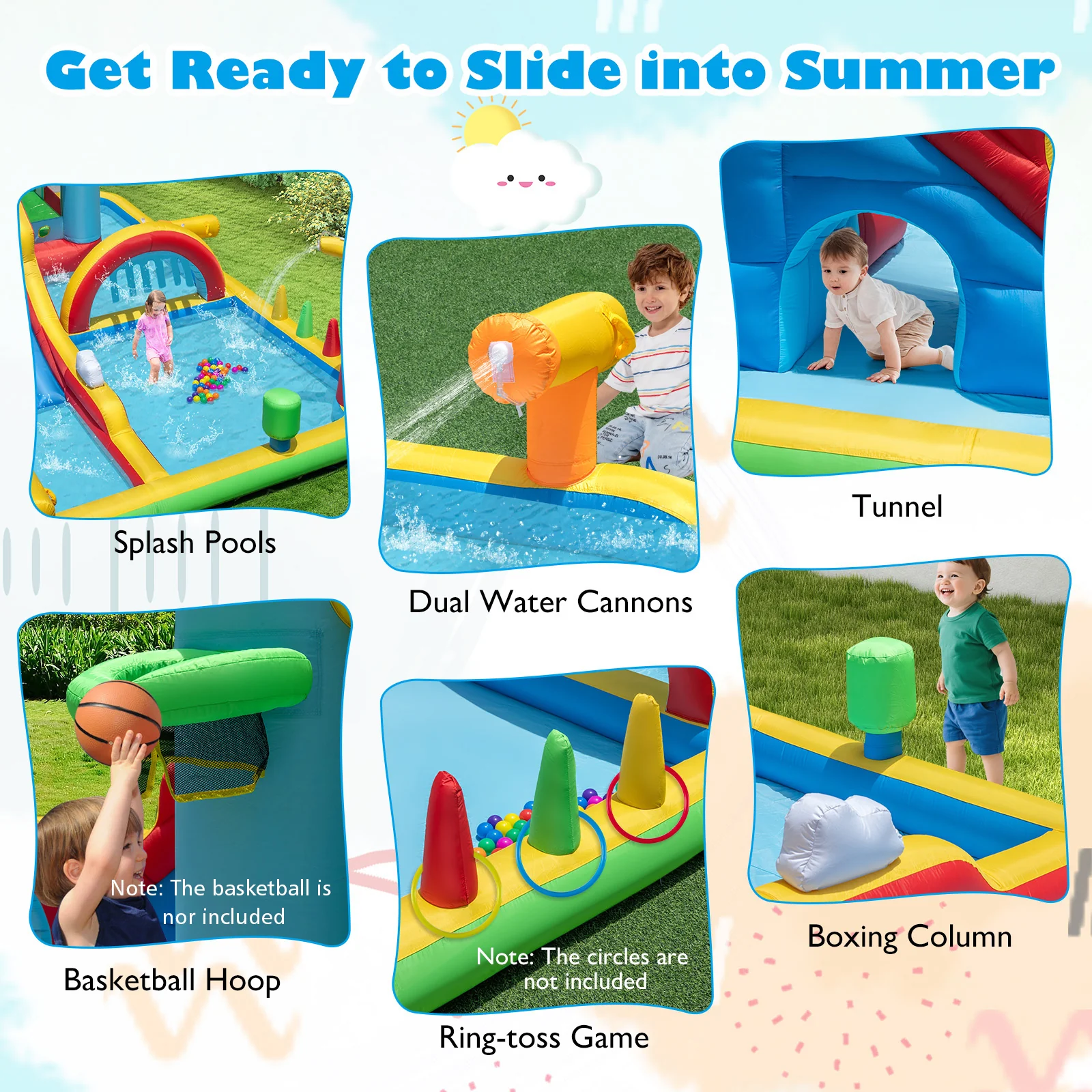 Inflatable Water Slide, Giant Water Park, Outdoor Wet & Dry Combo Bouncy for Yard Lawn - Image 3