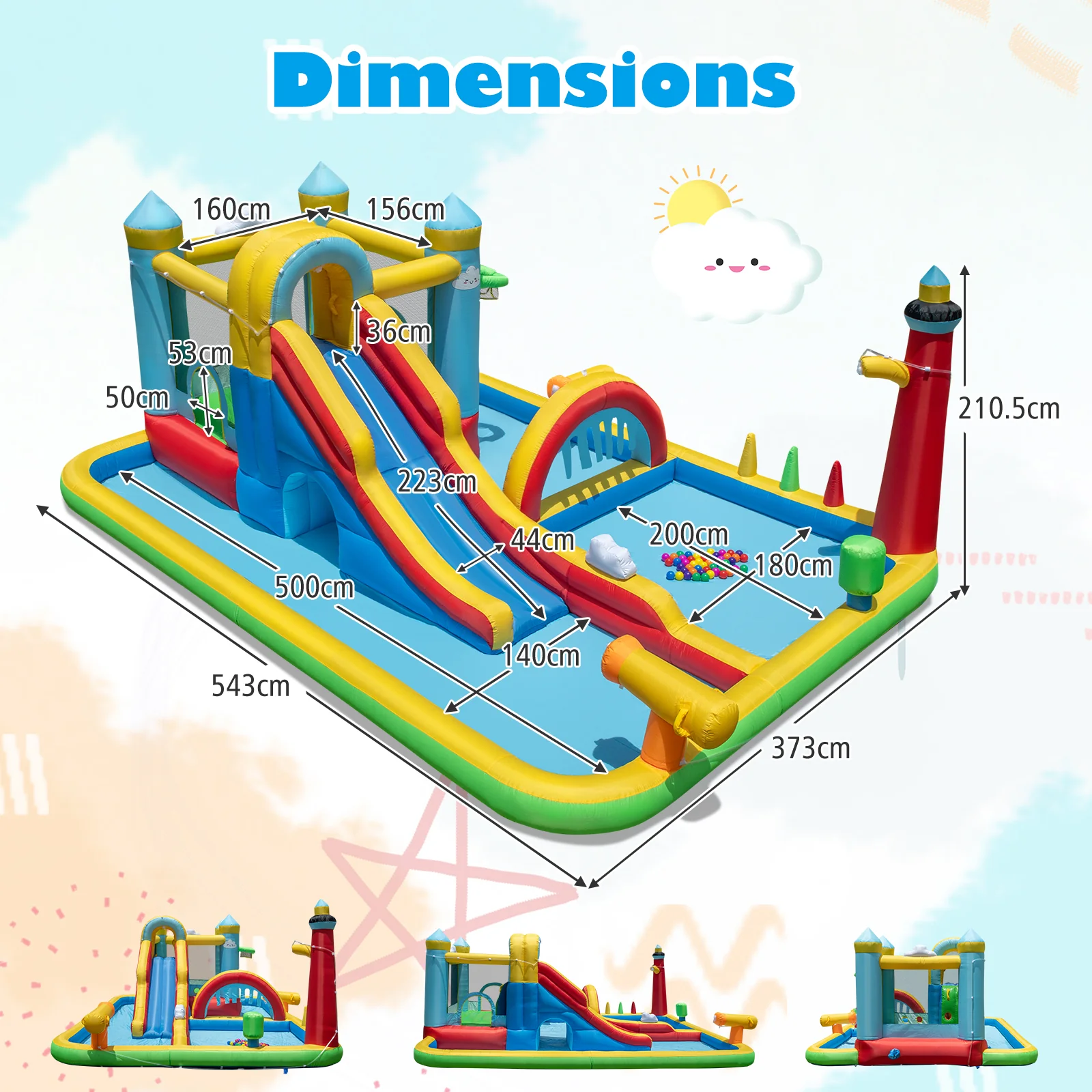 Inflatable Water Slide, Giant Water Park, Outdoor Wet & Dry Combo Bouncy for Yard Lawn - Image 9