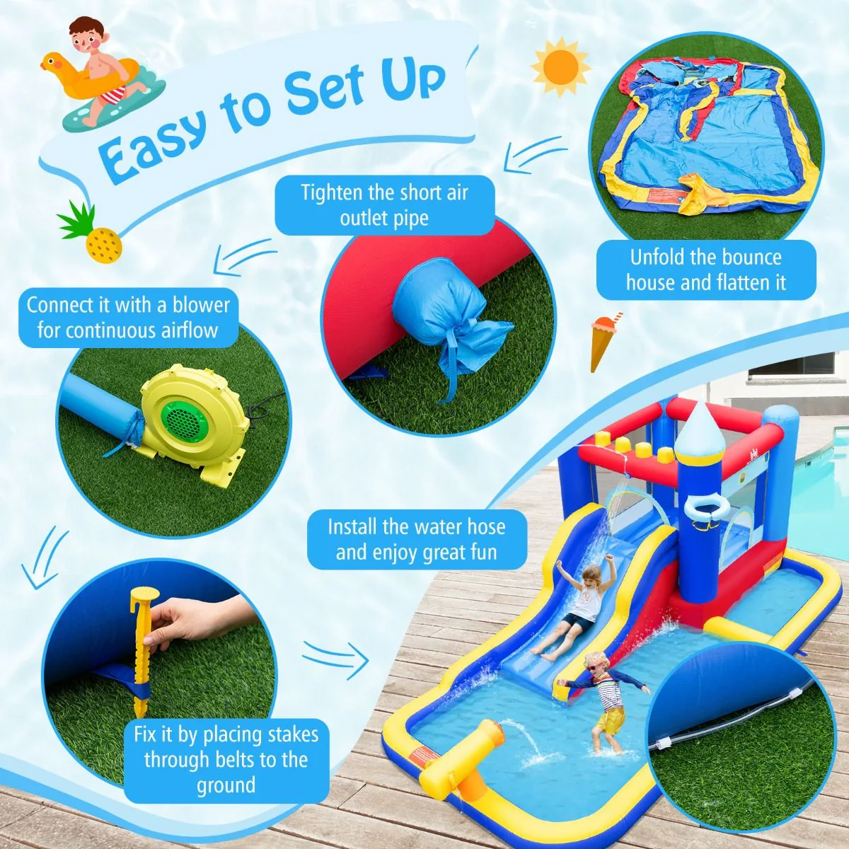 Inflatable Water Slide with Jumping House for Kids Aged 3+ - Image 7